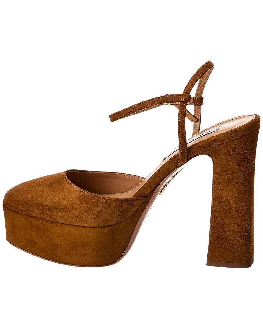 Aquazzura Groove Plateau 120 Suede Platform Pump