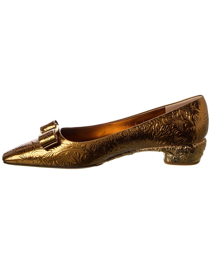 Ferragamo Riace Bow Leather Ballet Flat