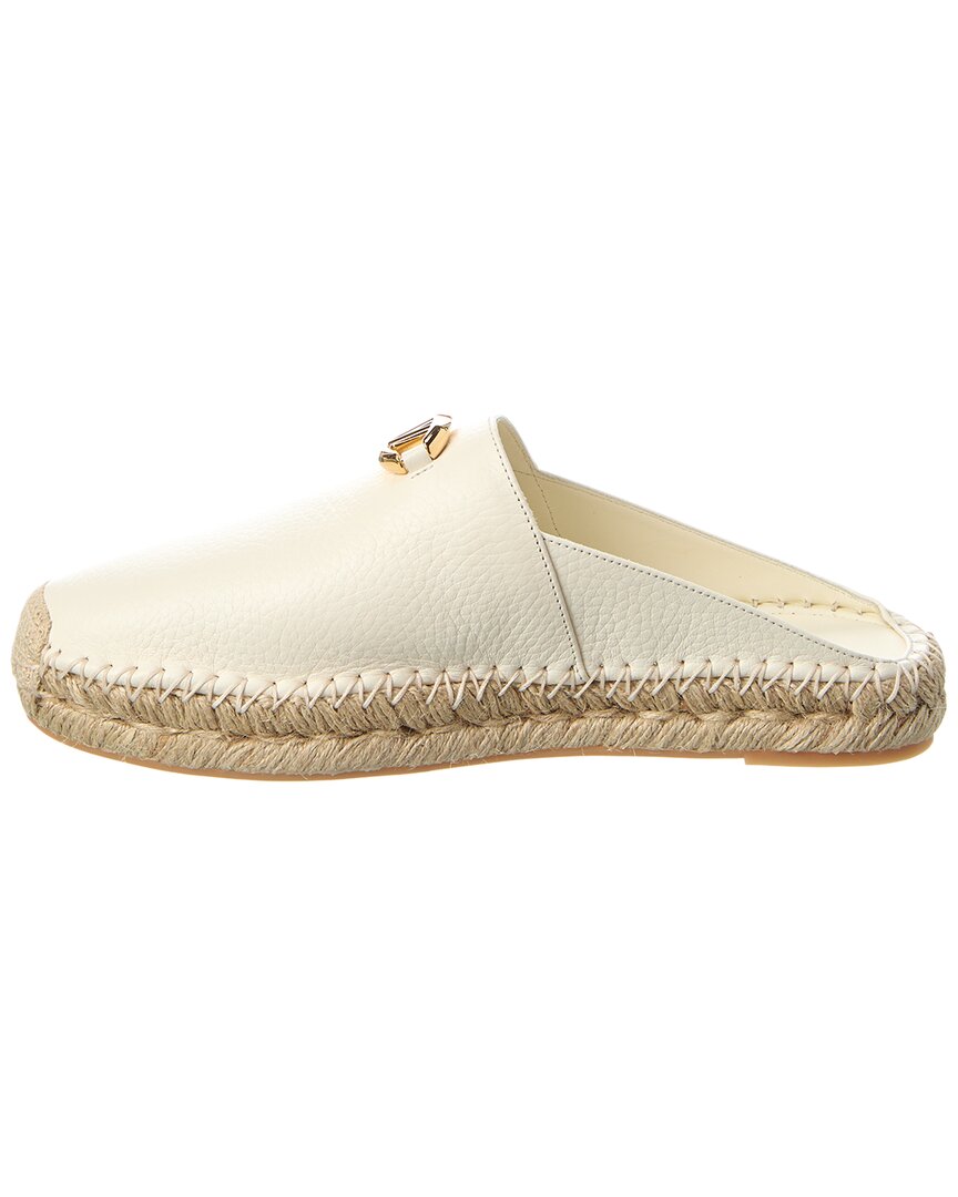 Valentino Vlogo Grainy Leather Mule Espadrille