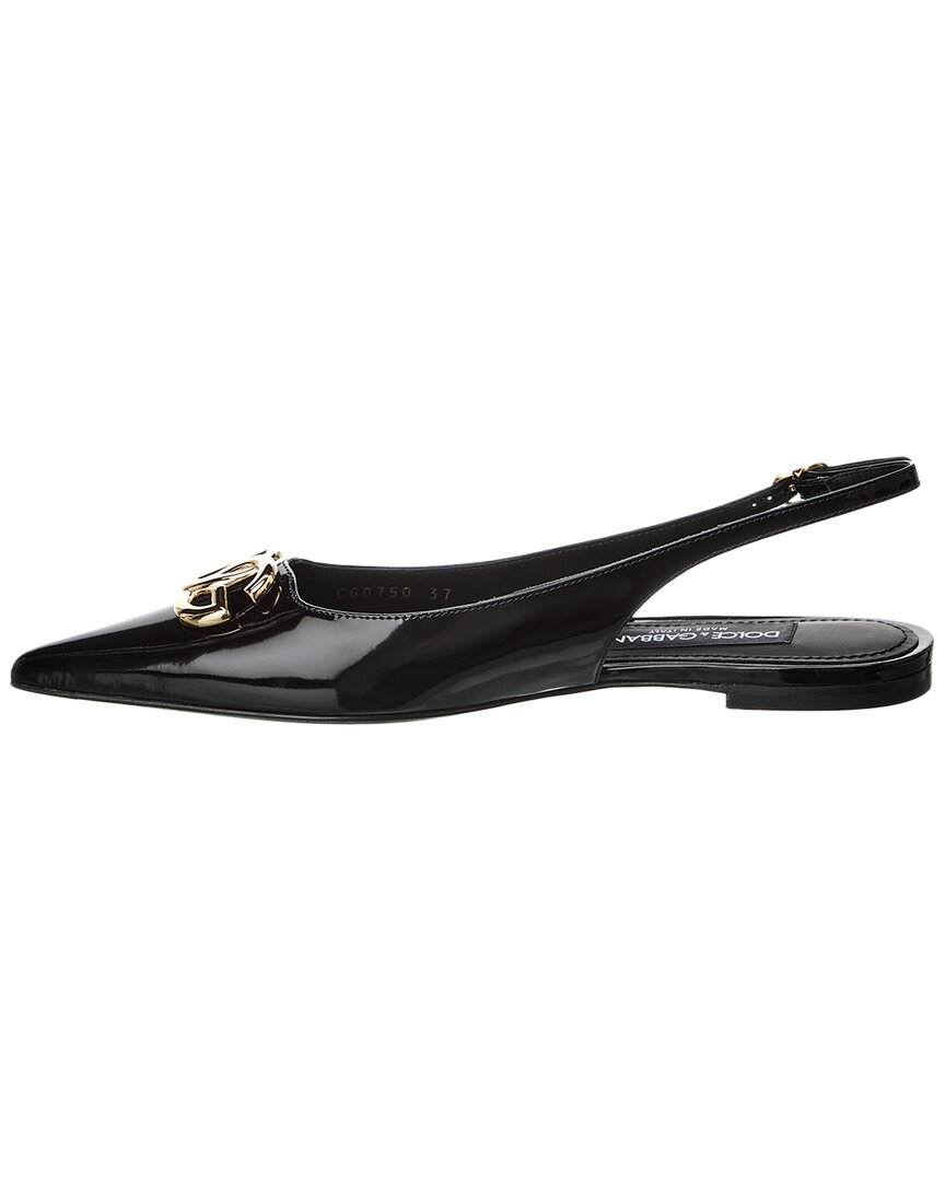 Dolce & Gabbana Dg Logo Leather Slingback Flat