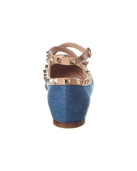 Valentino Rockstud Denim & Leather Ballerina Flat3