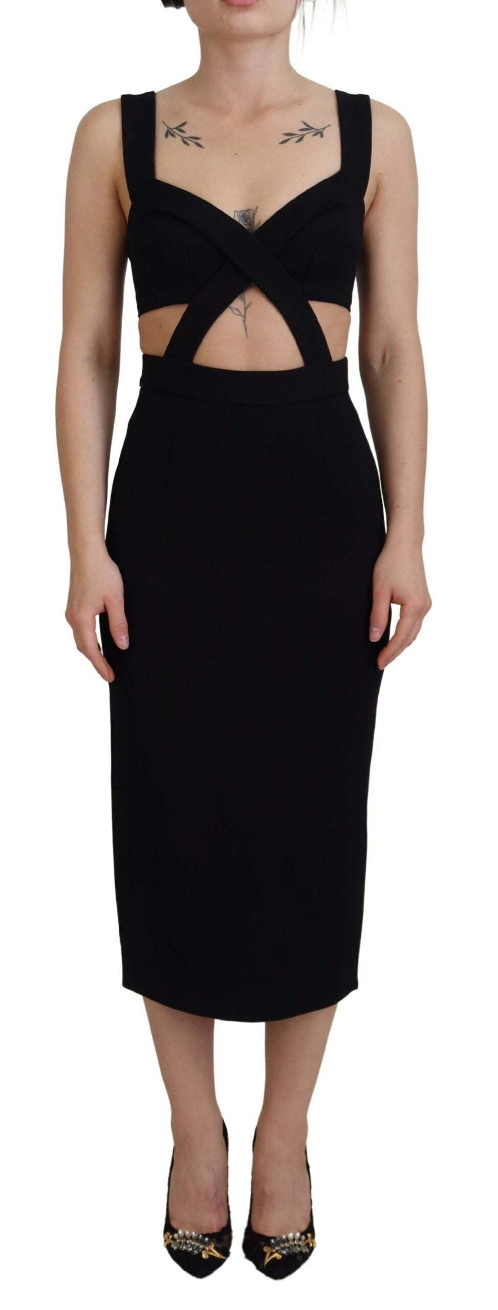 Dolce & Gabbana  Black Cutout Midi Dress