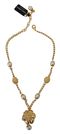 Dolce & Gabbana  Gold-Tone Enamel Flower Necklace with Faux Pearls18