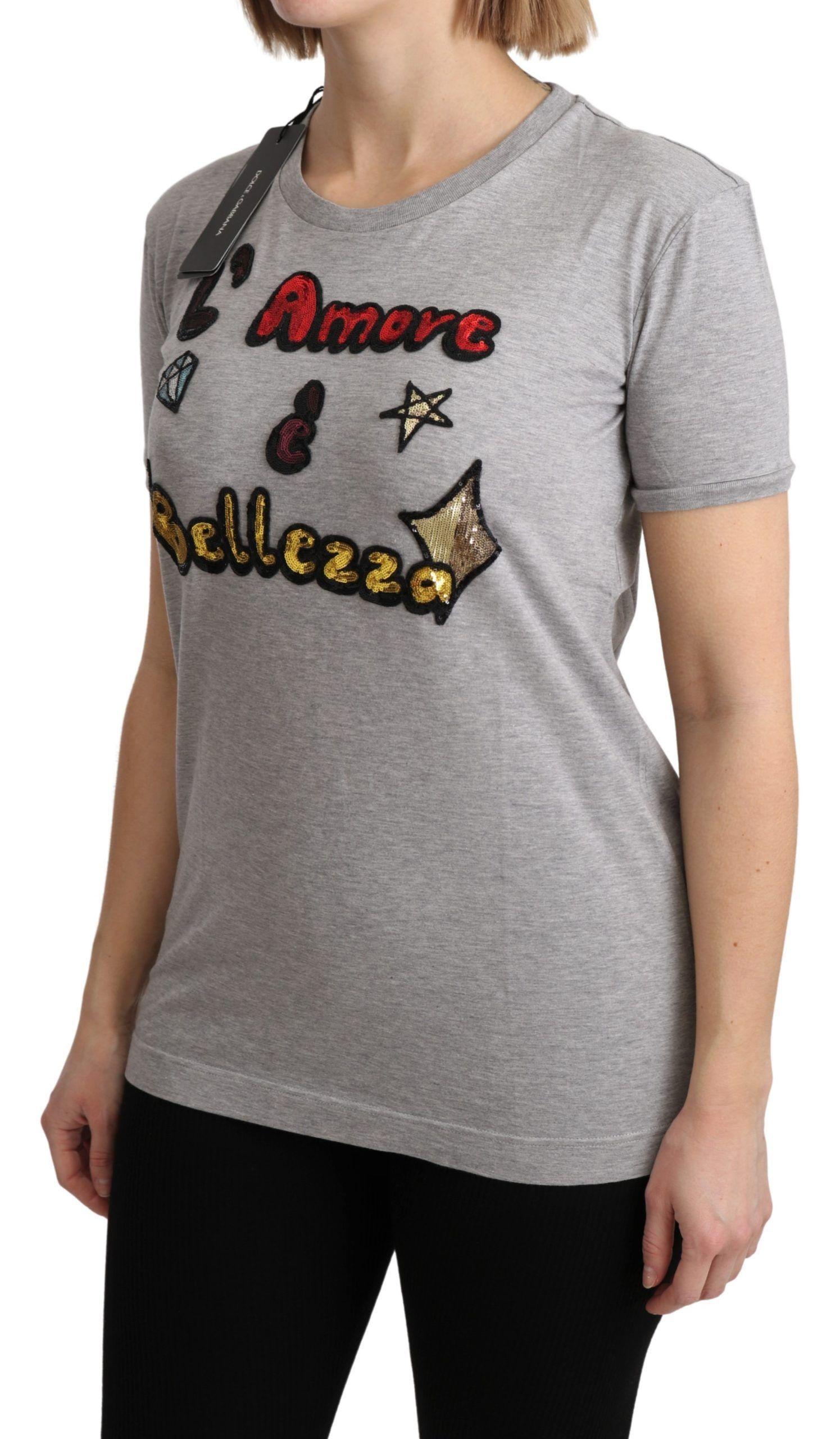 Dolce & Gabbana  L'Amore & Bellezza Embellished T-Shirt - Gray