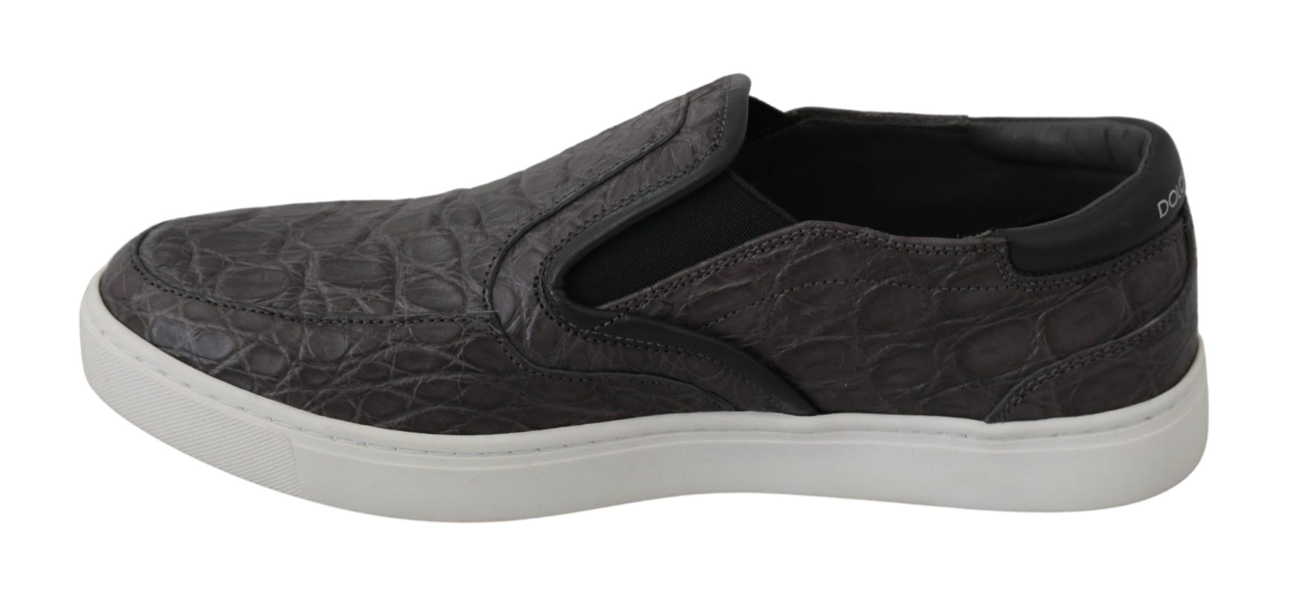 Dolce & Gabbana  Portofino Crocodile-Embossed Leather Slip-On Sneakers