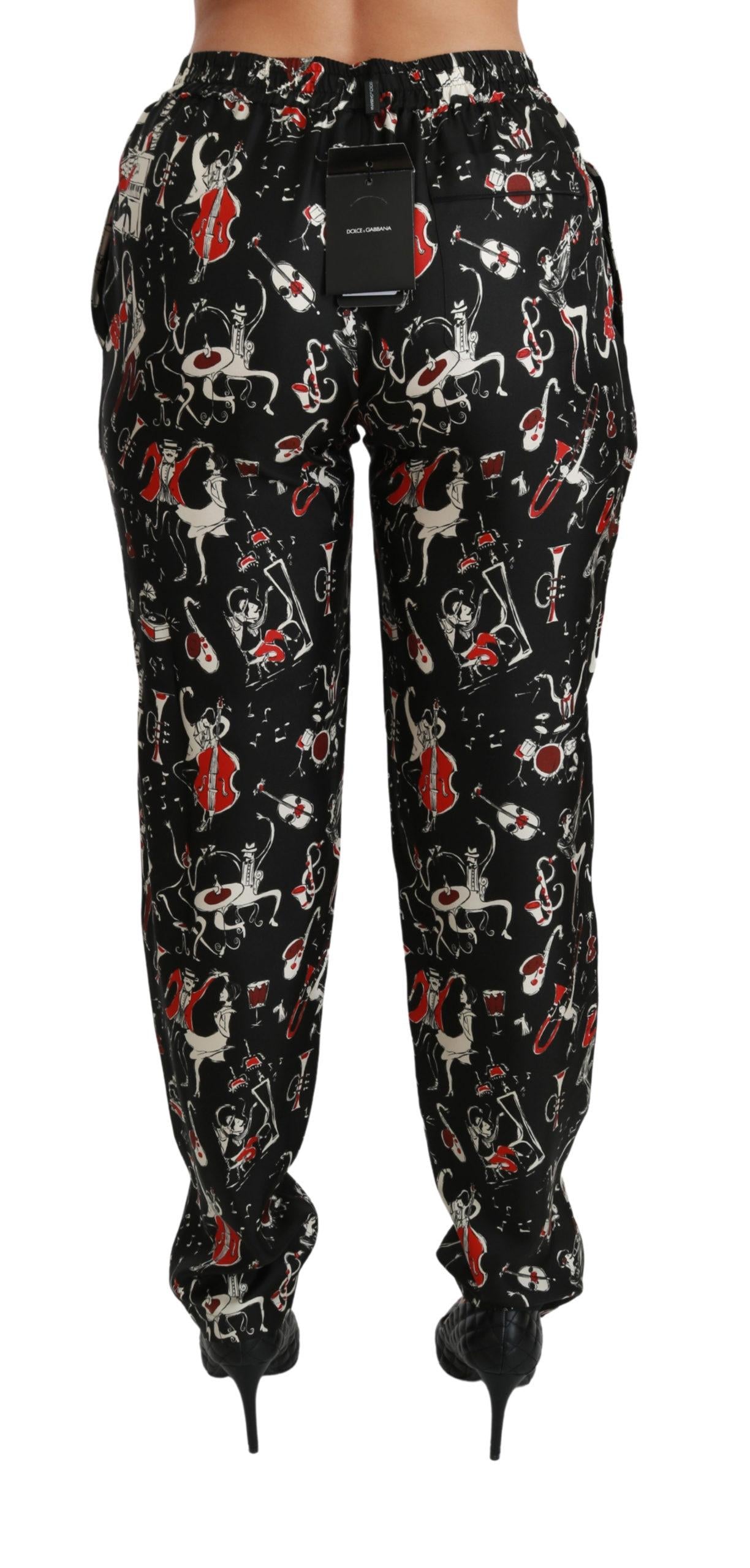 Dolce & Gabbana Printed Silk Mid Waist Pants20