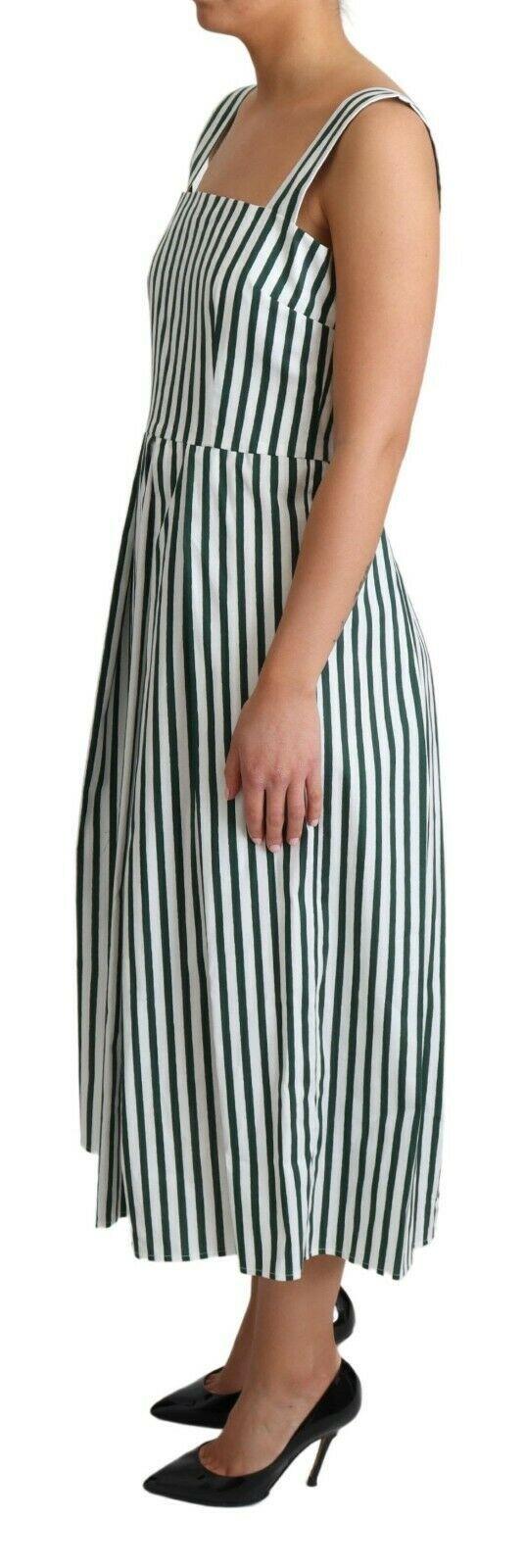 Dolce & Gabbana  Green & White Striped Cotton Midi Dress11