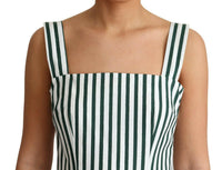 Dolce & Gabbana  Green & White Striped Cotton Midi Dress15