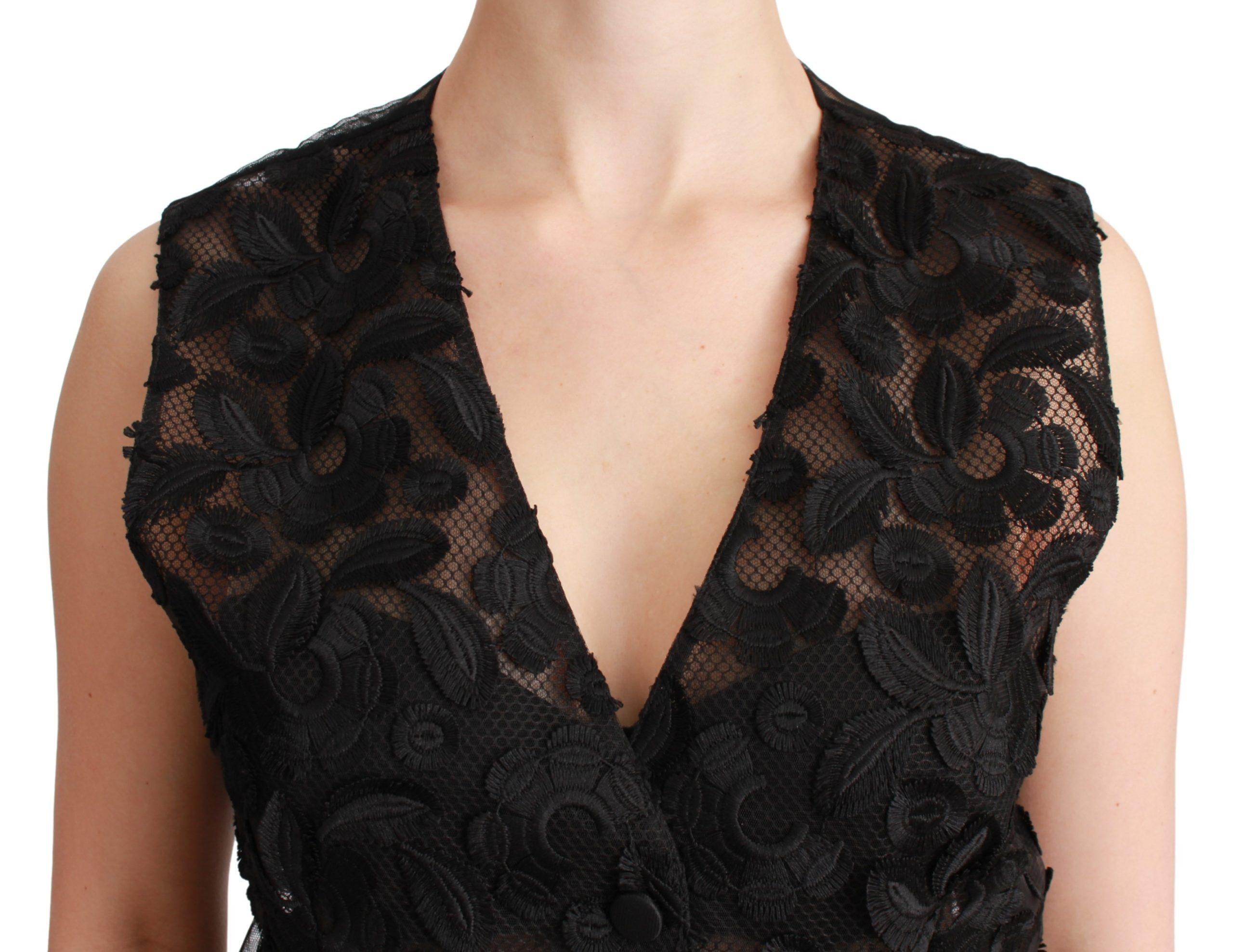 Dolce & Gabbana  Women's Black Floral Lace Vest