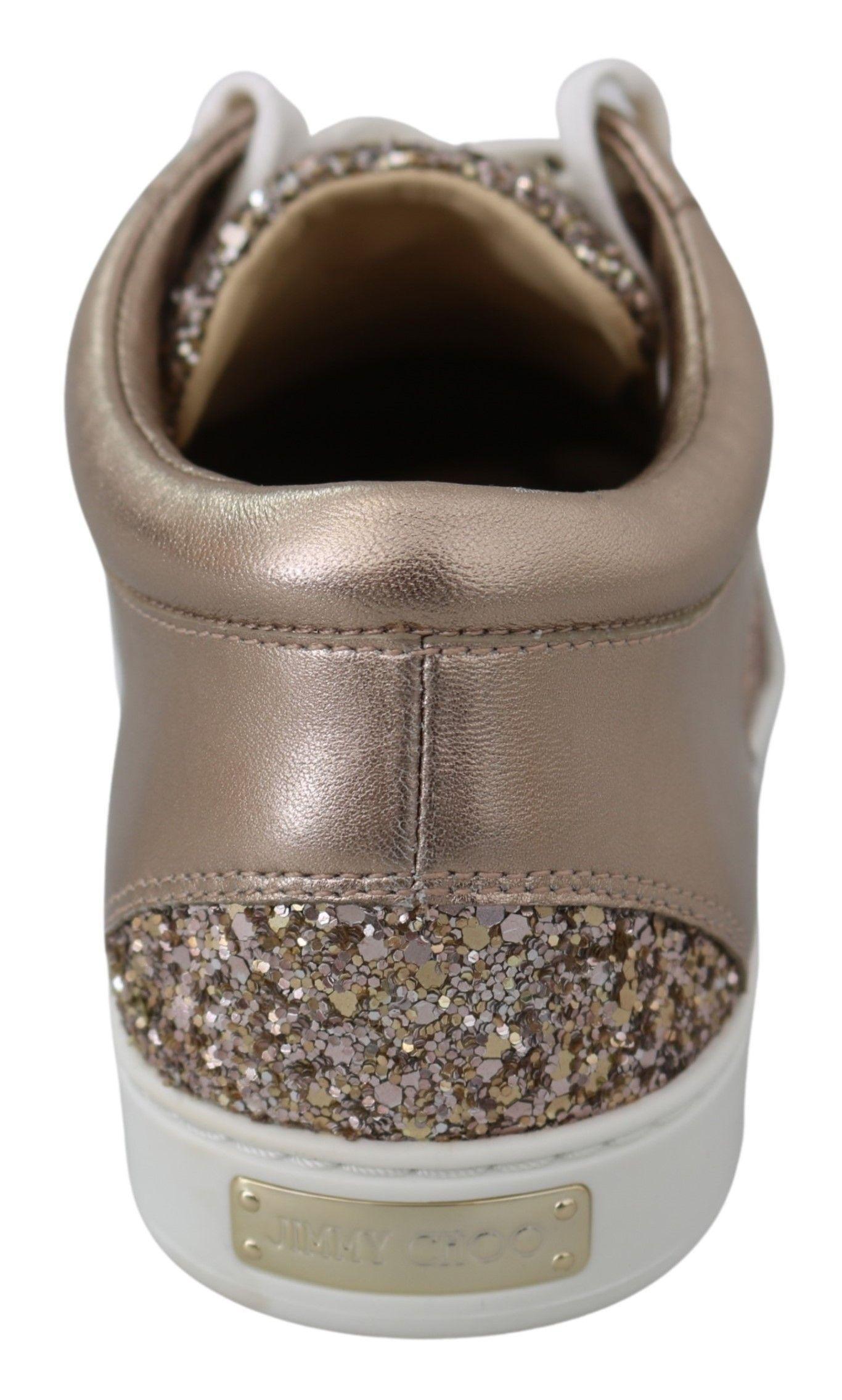 Jimmy Choo  Diamond Glitter Sneakers for Women - Gold