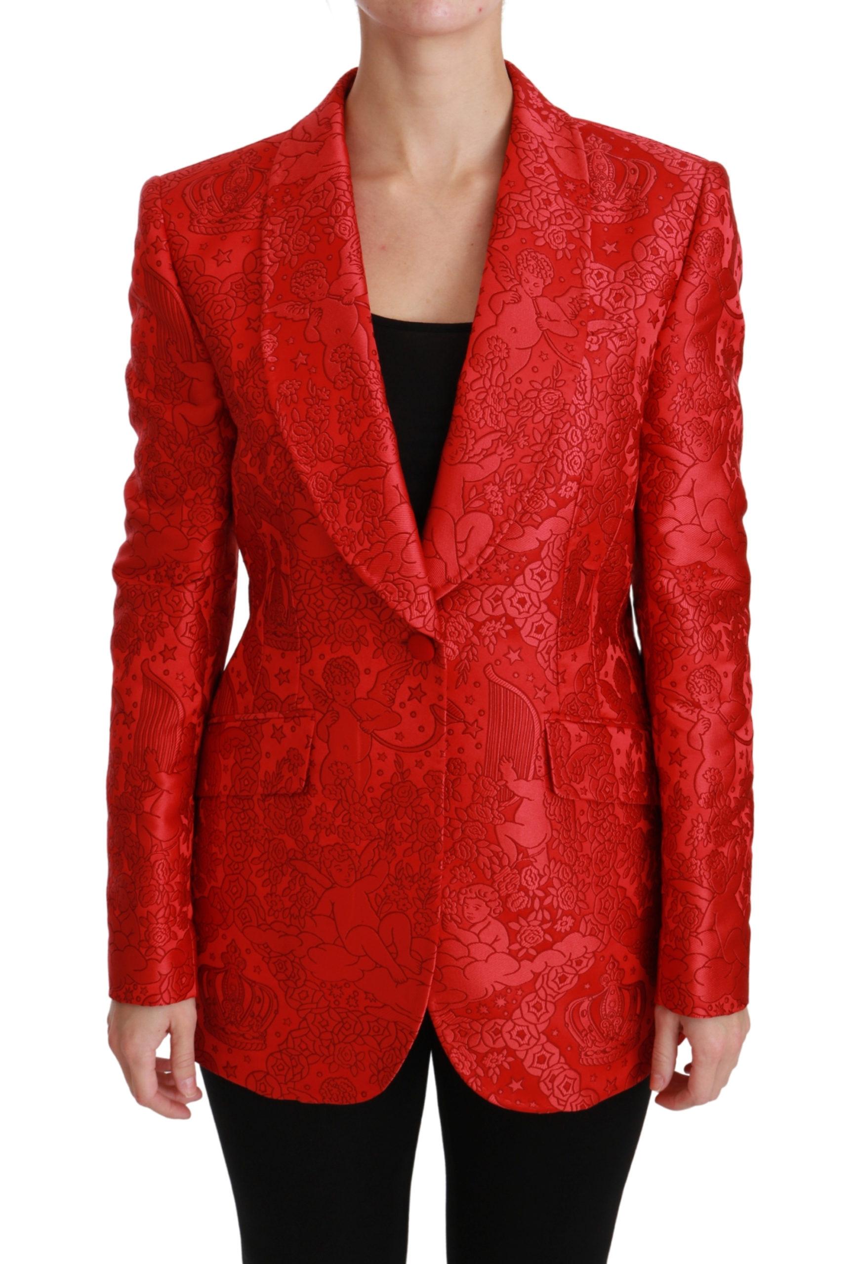 Dolce & Gabbana  Women's Red Floral Silk Blazer