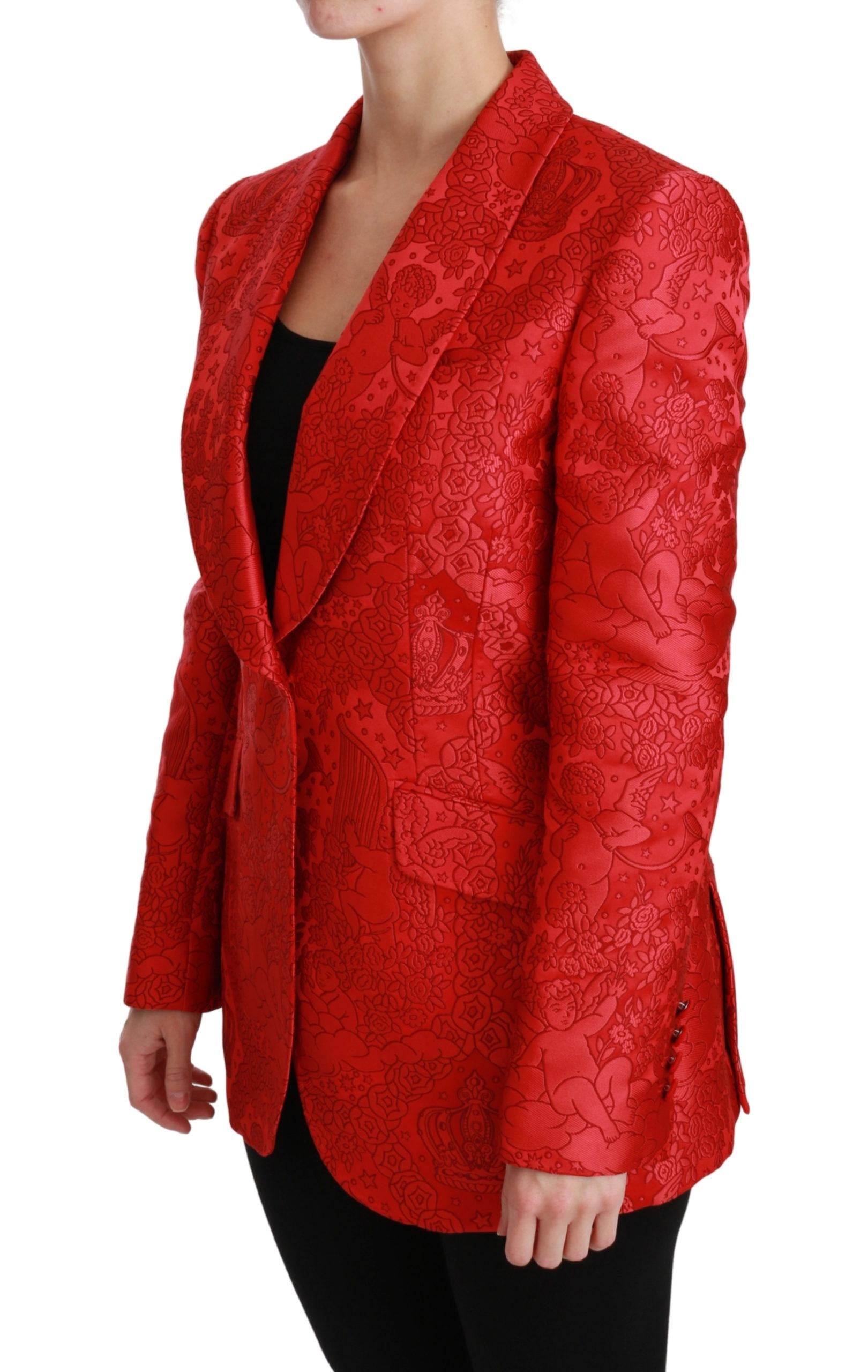 Dolce & Gabbana  Women's Red Floral Silk Blazer