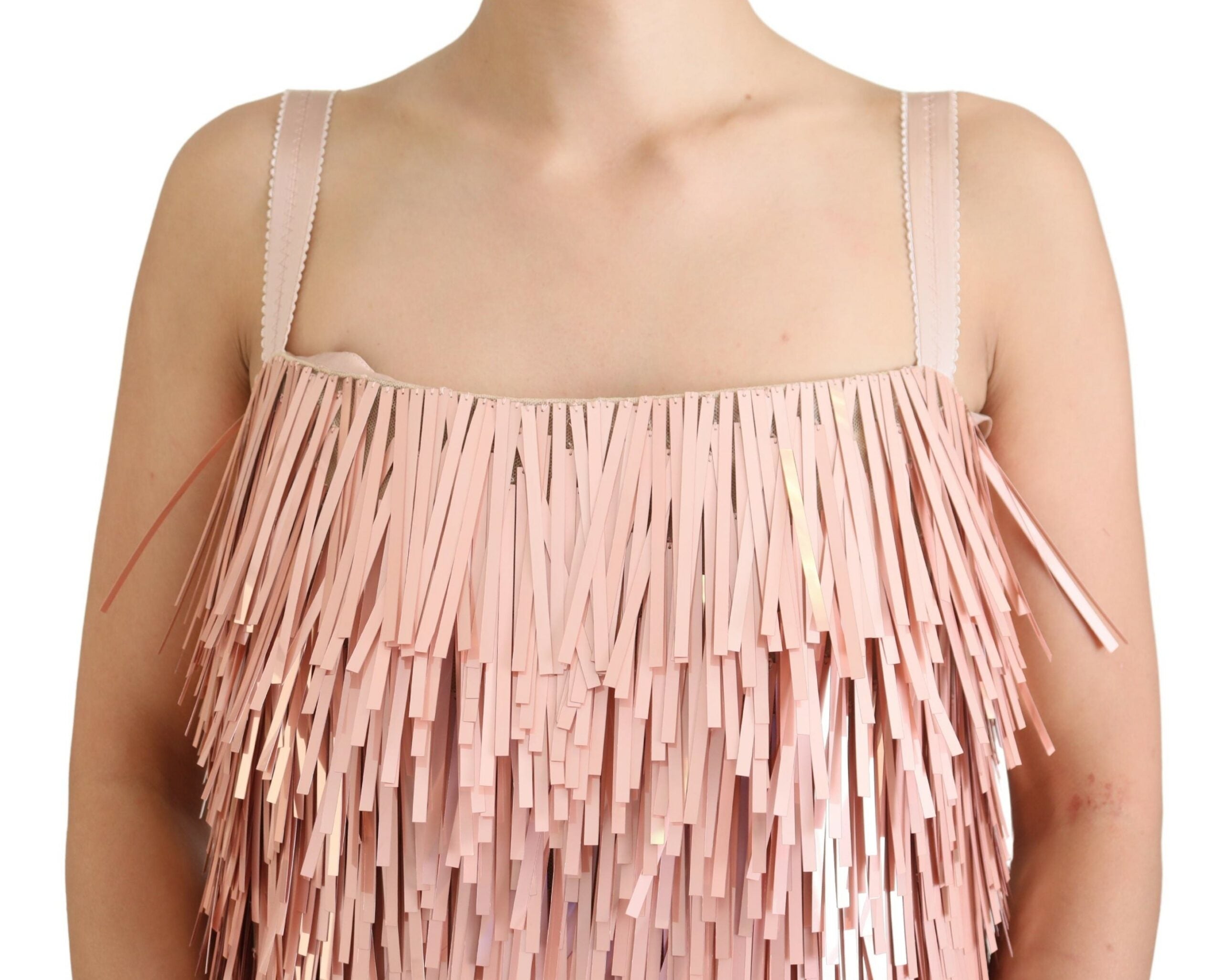 Dolce & Gabbana  Sequin Fringe Mini Dress - Rose Gold