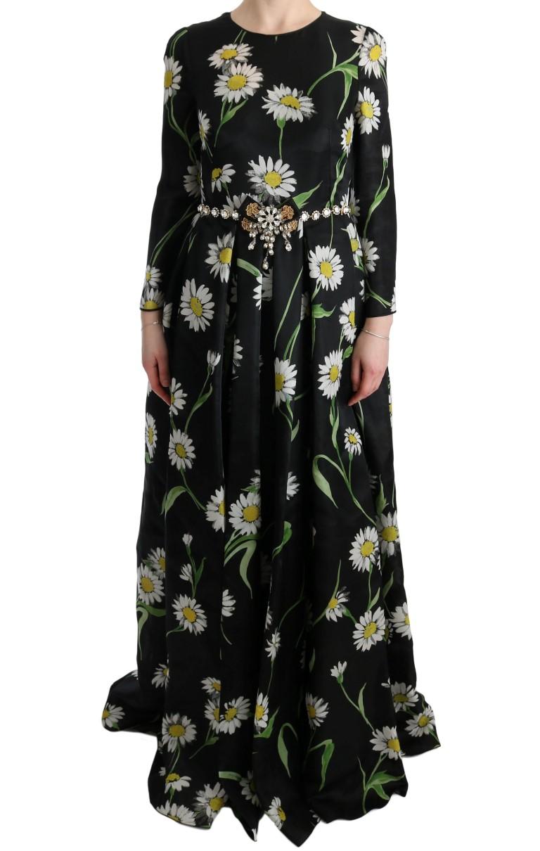 Dolce & Gabbana  Floral Print Silk Dress - Black