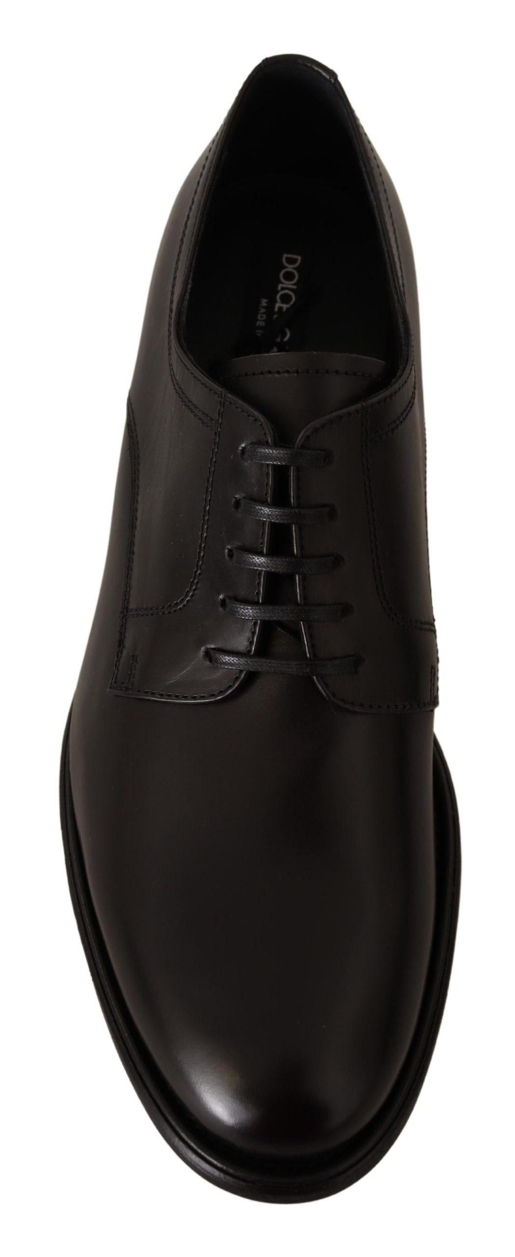 Dolce & Gabbana  Mens Black Leather Derby Laceup Shoes