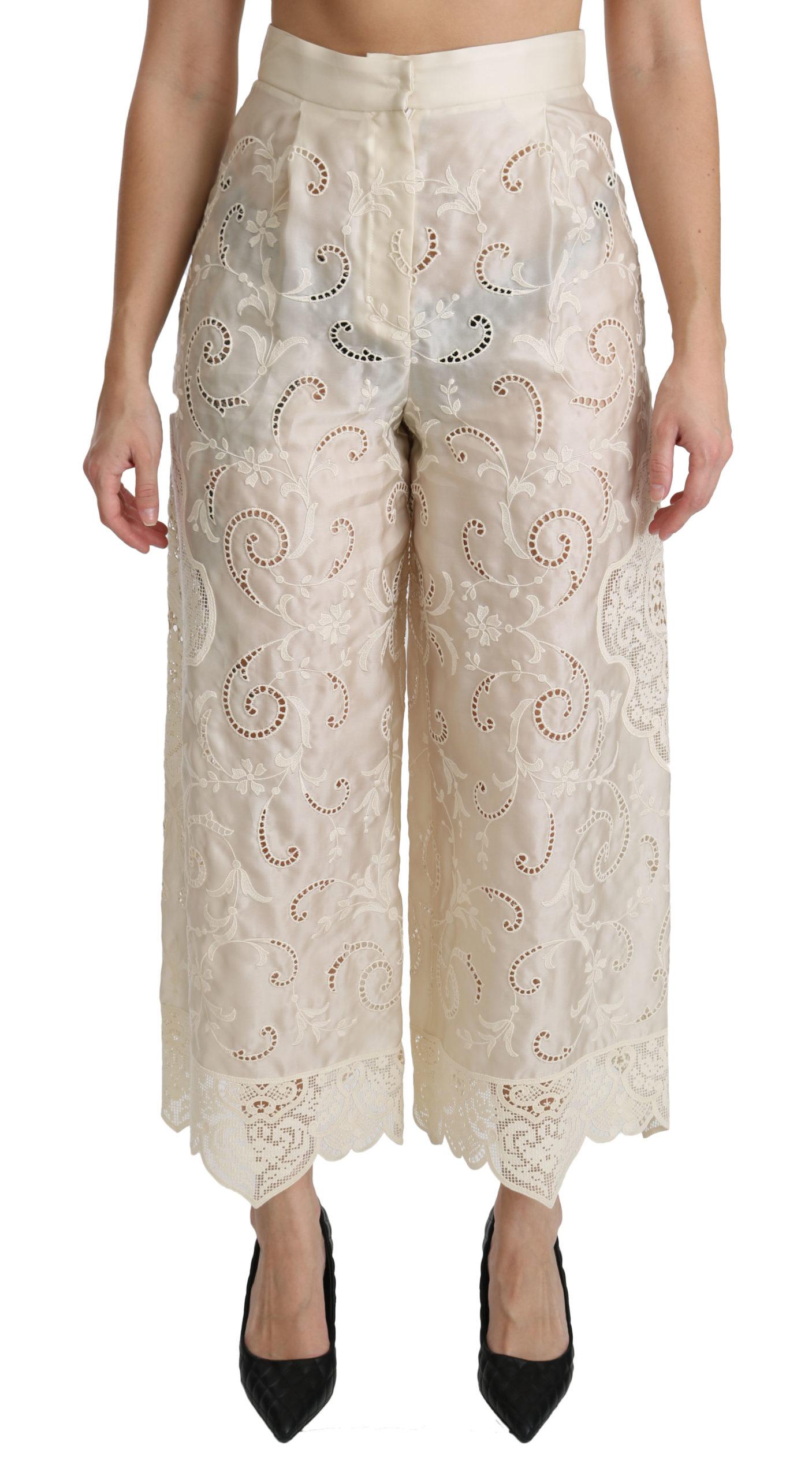 Dolce & Gabbana  Floral Embroidered Culottes White