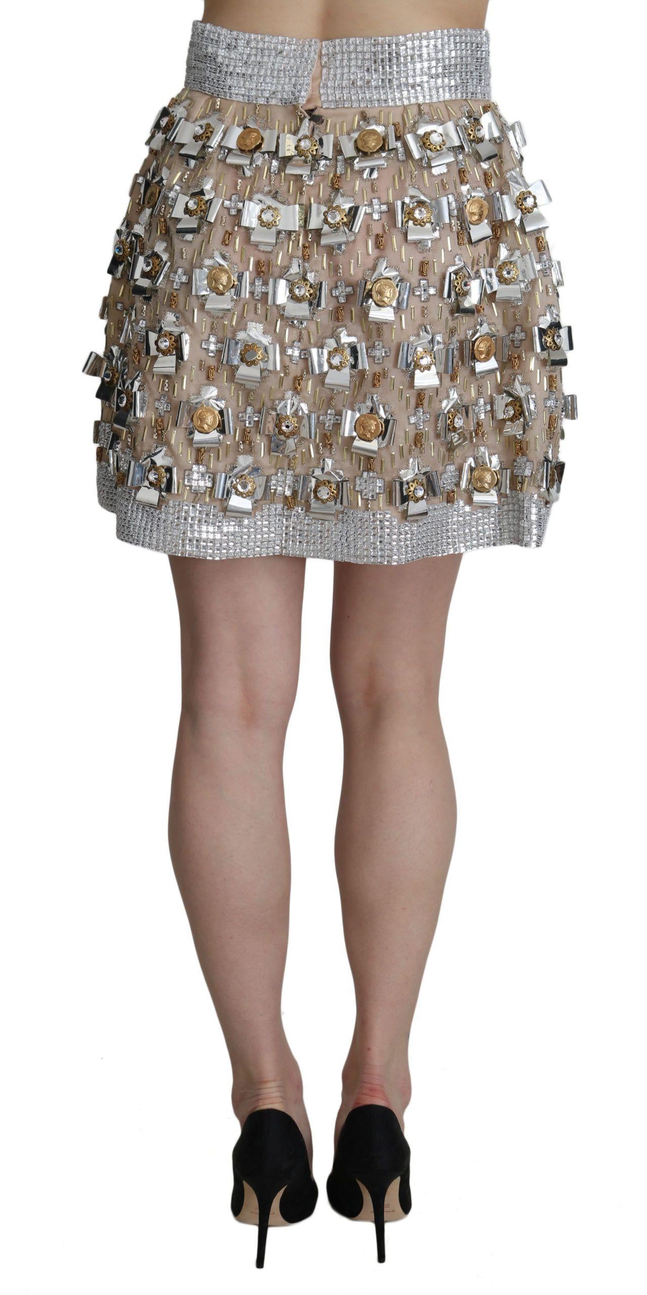 Dolce & Gabbana  Embroidered Mini Skirt Beige