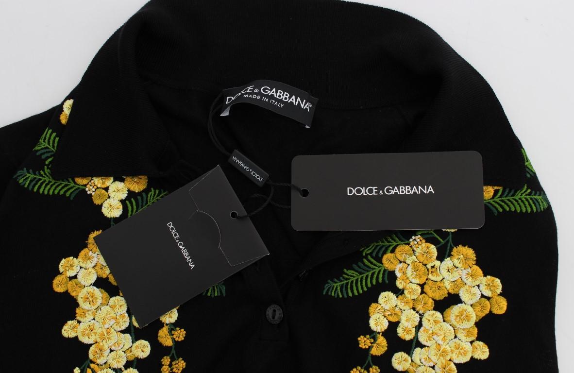 Dolce & Gabbana  Mimosa Embroidery Polo Shirt - Black