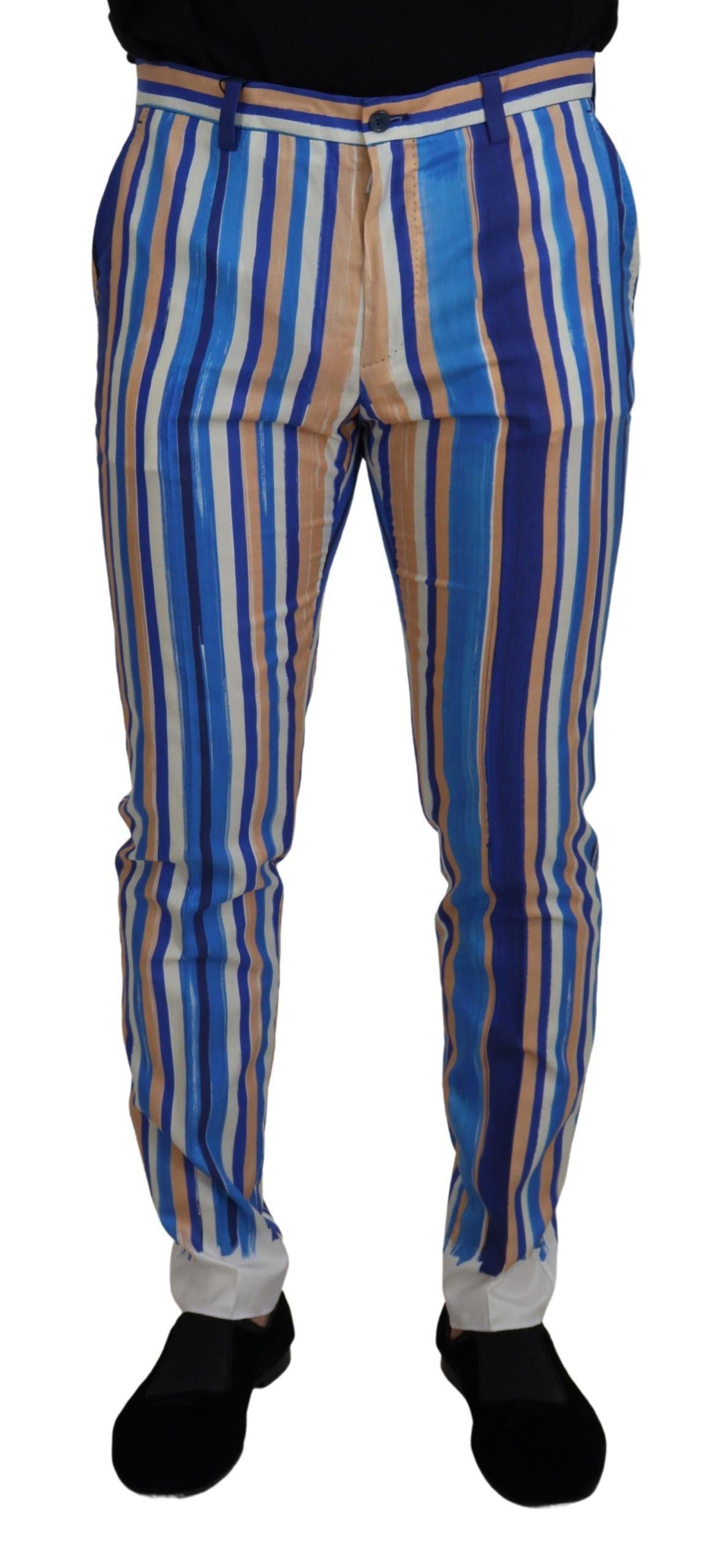 Dolce & Gabbana Striped Silk Cotton Slim Trousers16