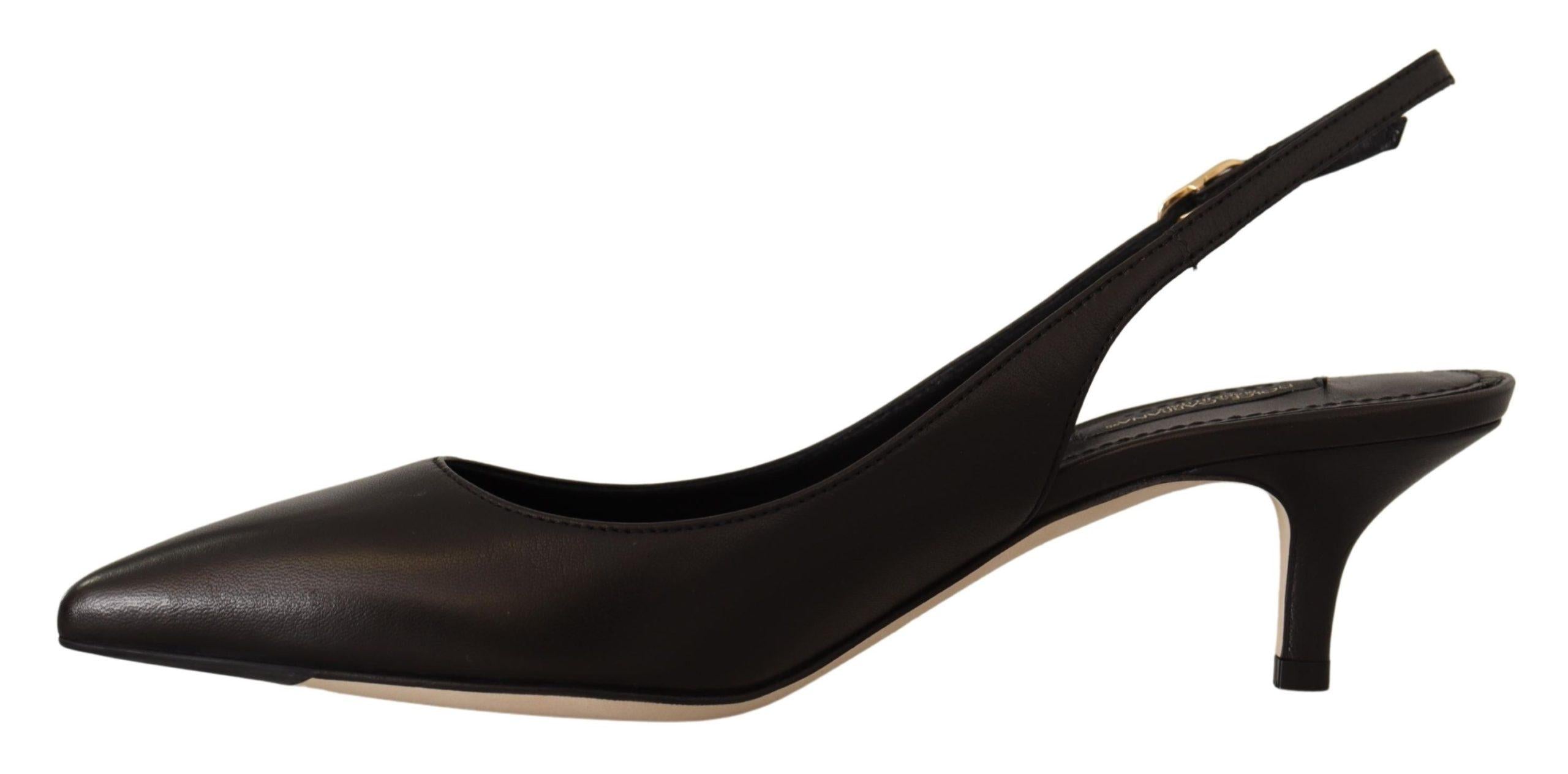 Dolce & Gabbana  Black Leather Slingback Pumps