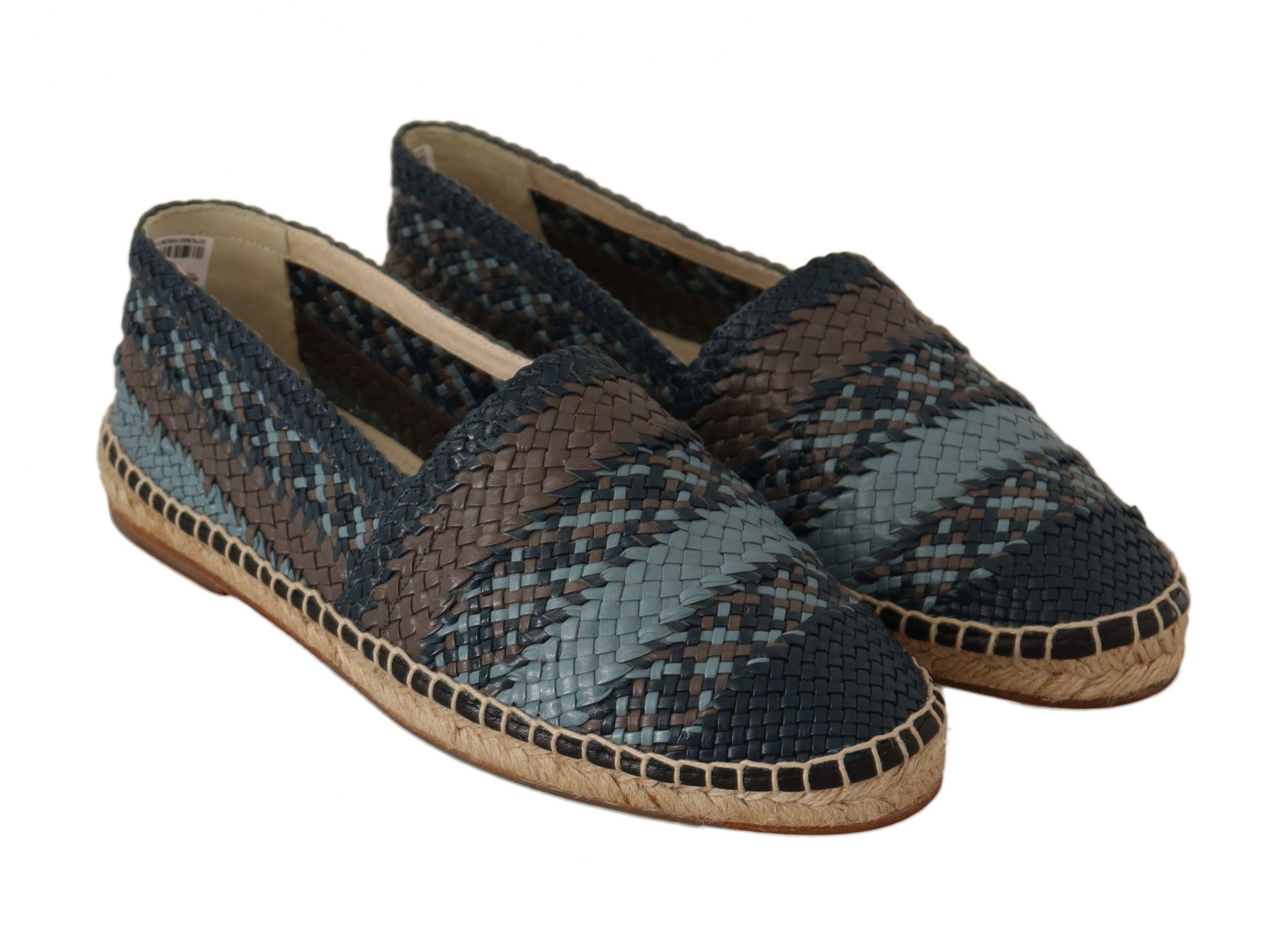 Dolce & Gabbana  Women's Espadrilles Blue Woven Leather Casual Shoes