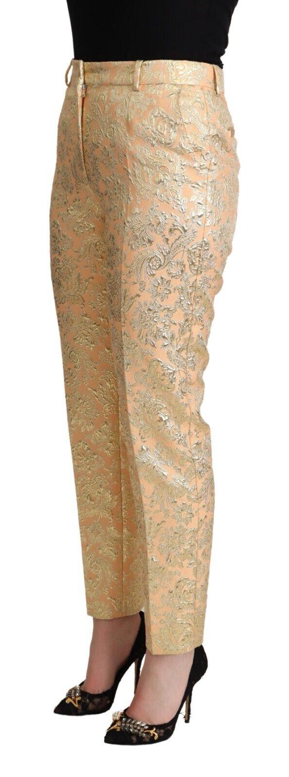 Dolce & Gabbana  Floral Brocade Slim Fit Trousers - Peach