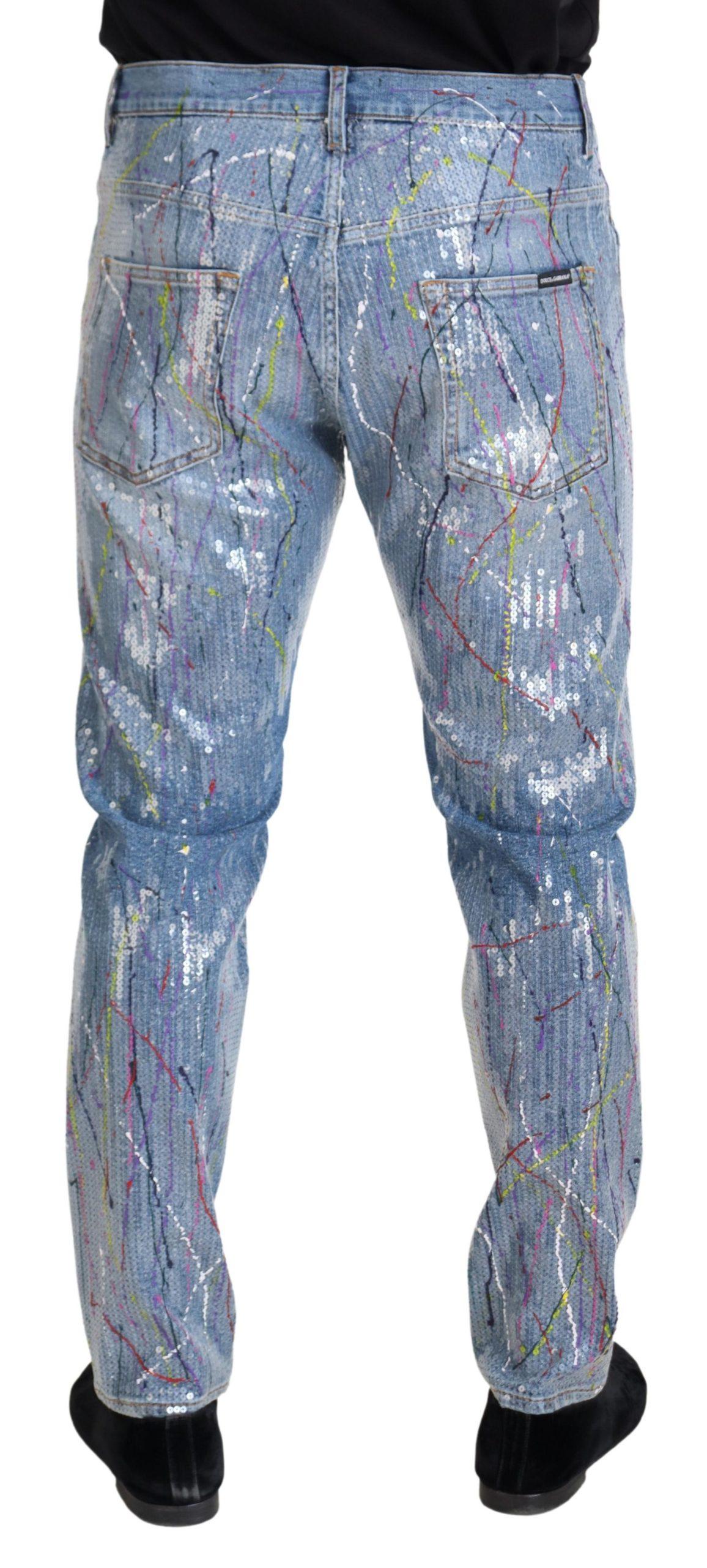 Dolce & Gabbana  Men's Sequined Paint Splatter Jeans