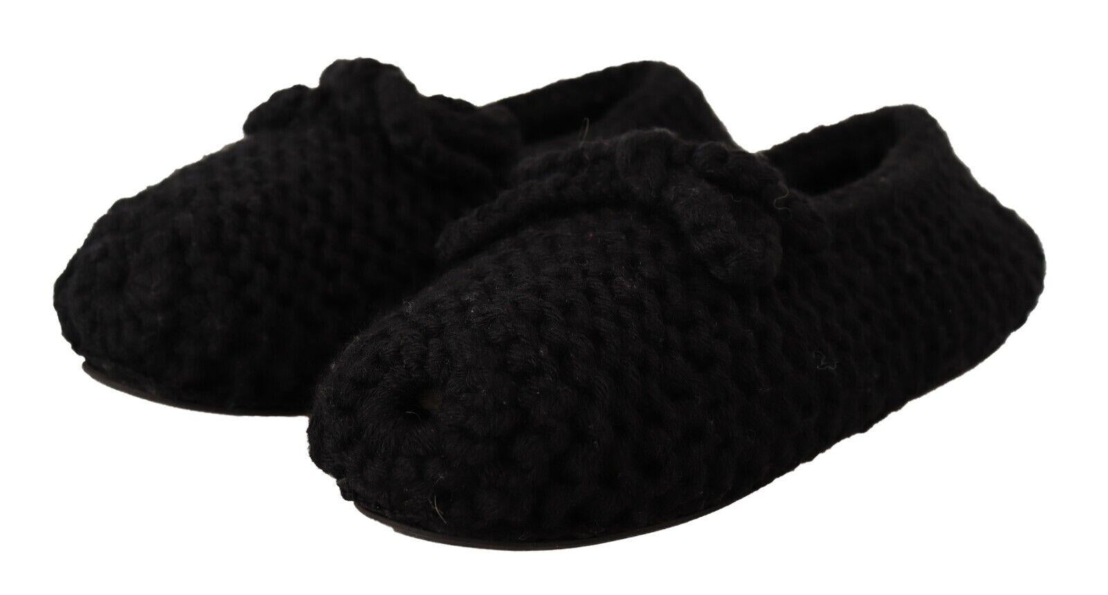 Dolce & Gabbana  Knitted Wool Slippers - Black