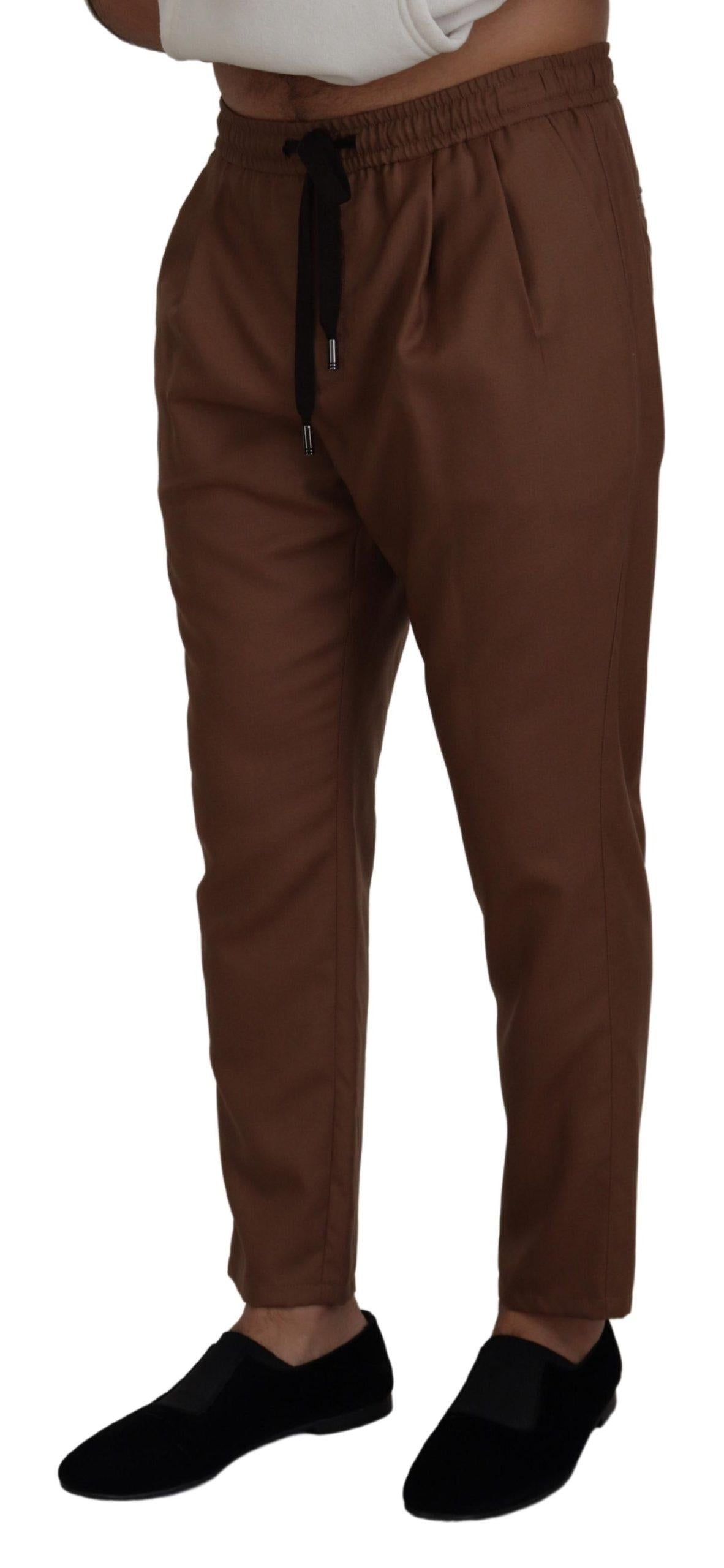 Dolce & Gabbana  Men's Brown Wool Drawstring Pants