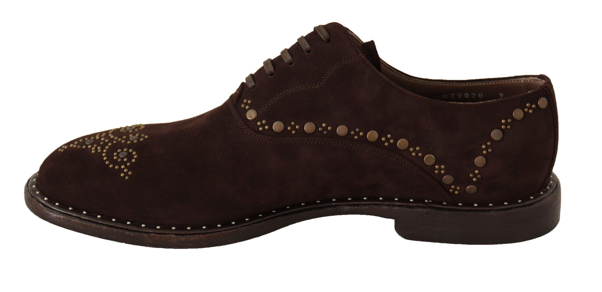 Dolce & Gabbana  Suede Studded Oxford Shoes - Brown