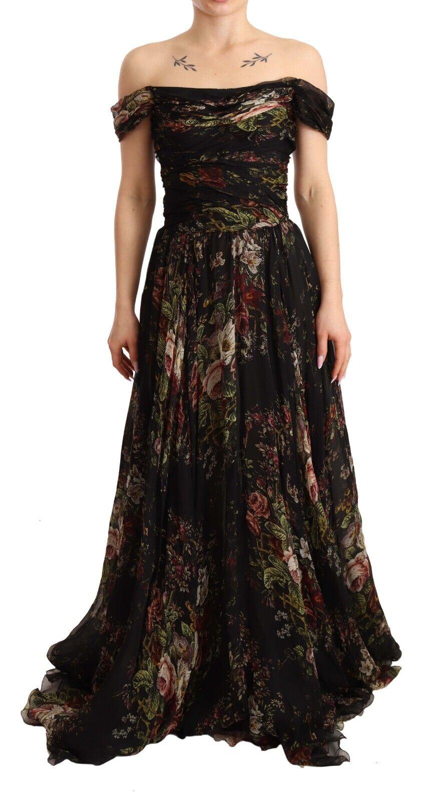 Dolce & Gabbana Floral Off Shoulder Silk Gown7