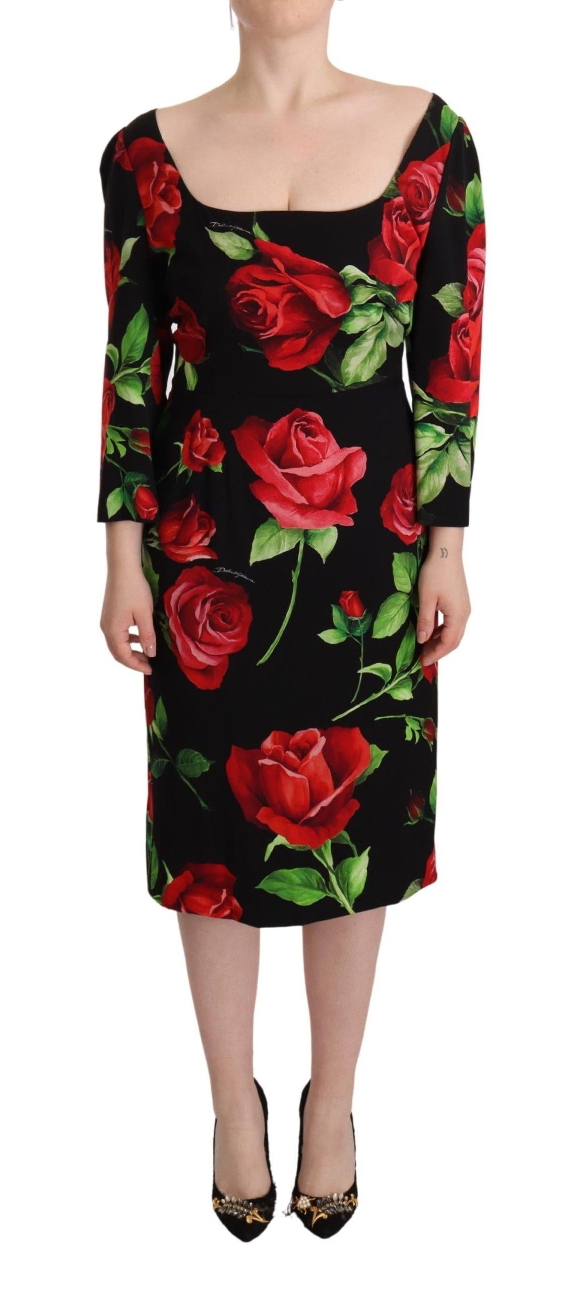 Dolce & Gabbana  Rose Print Silk Midi Dress