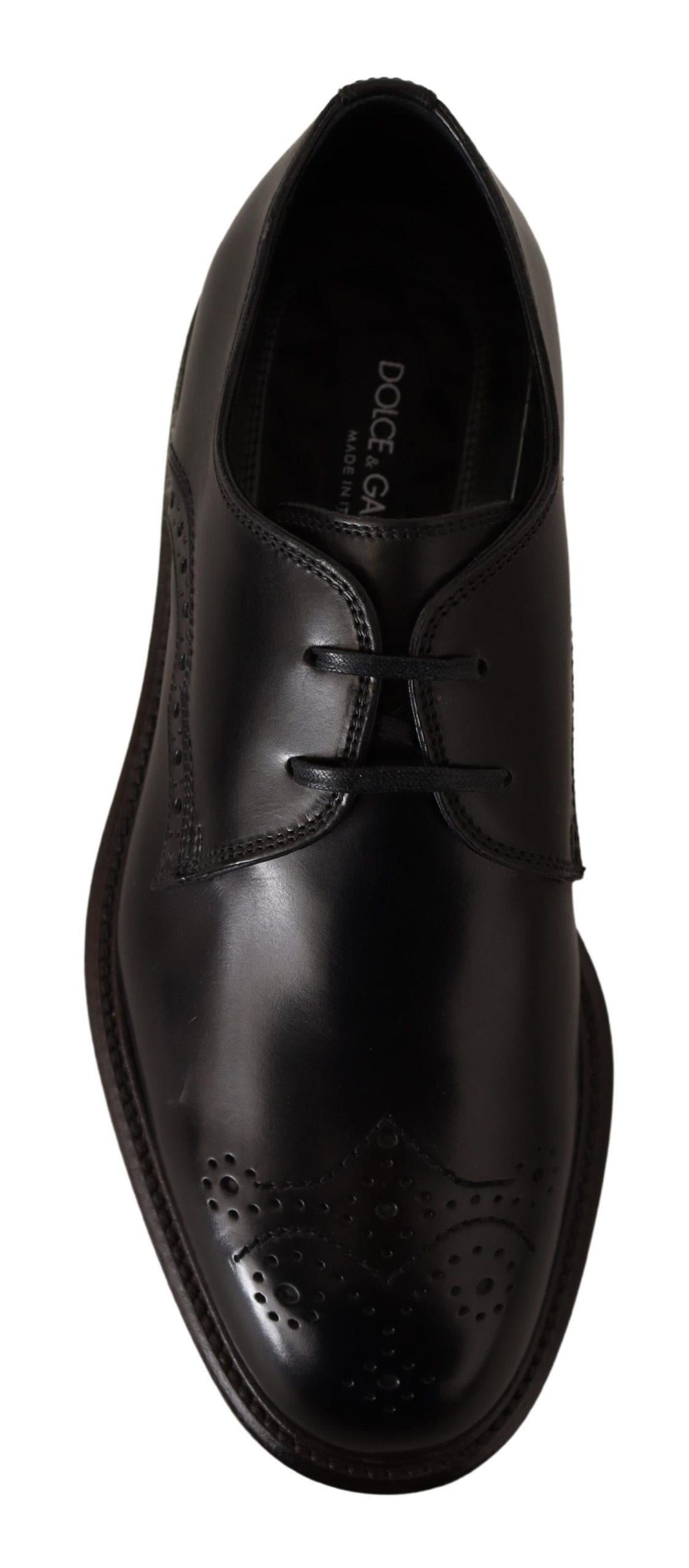 Dolce & Gabbana  Black Leather Brogue Lace-Up Oxford Shoes