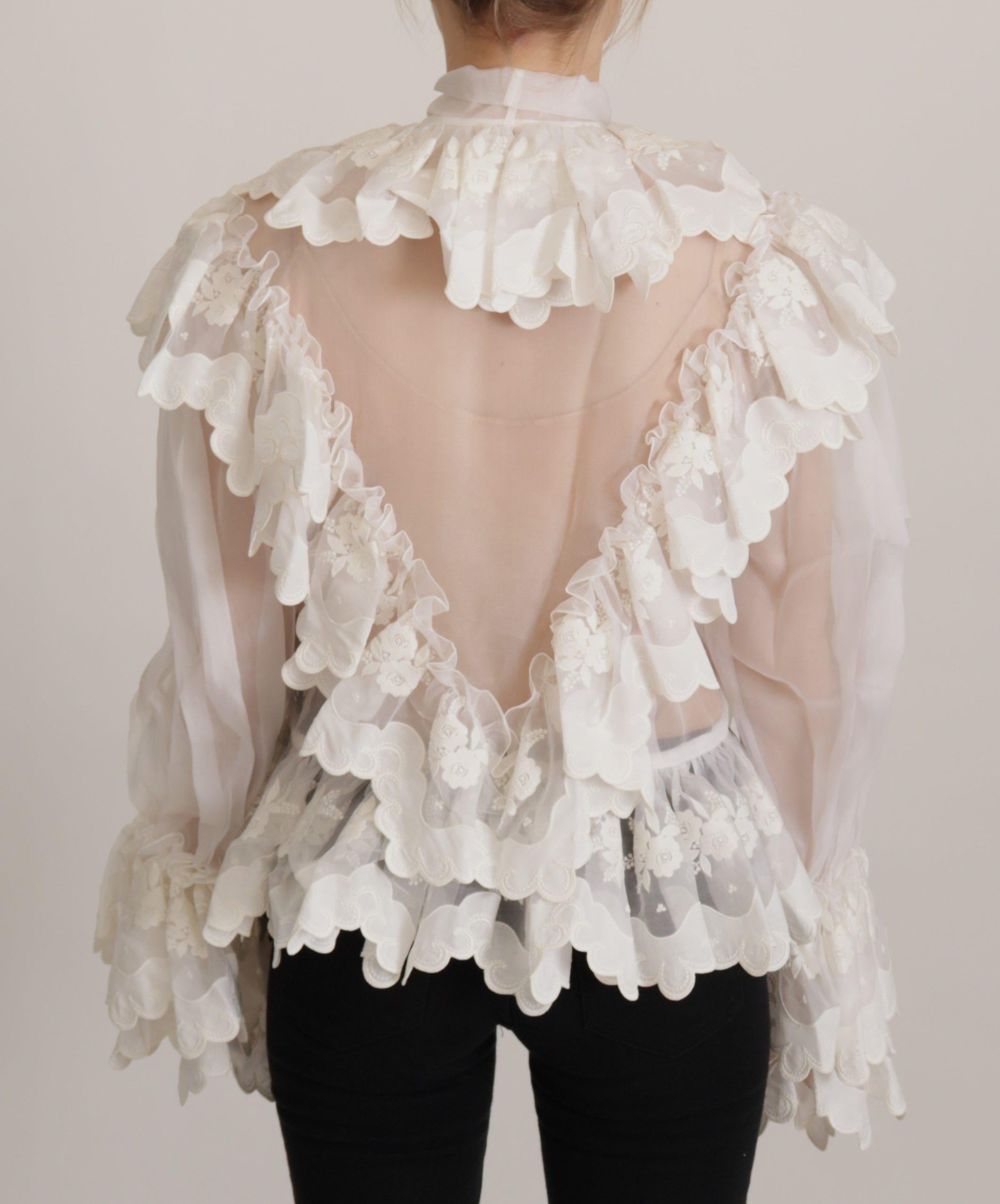 Dolce & Gabbana  Silk Organza Blouse with Ruffled Tie Neck