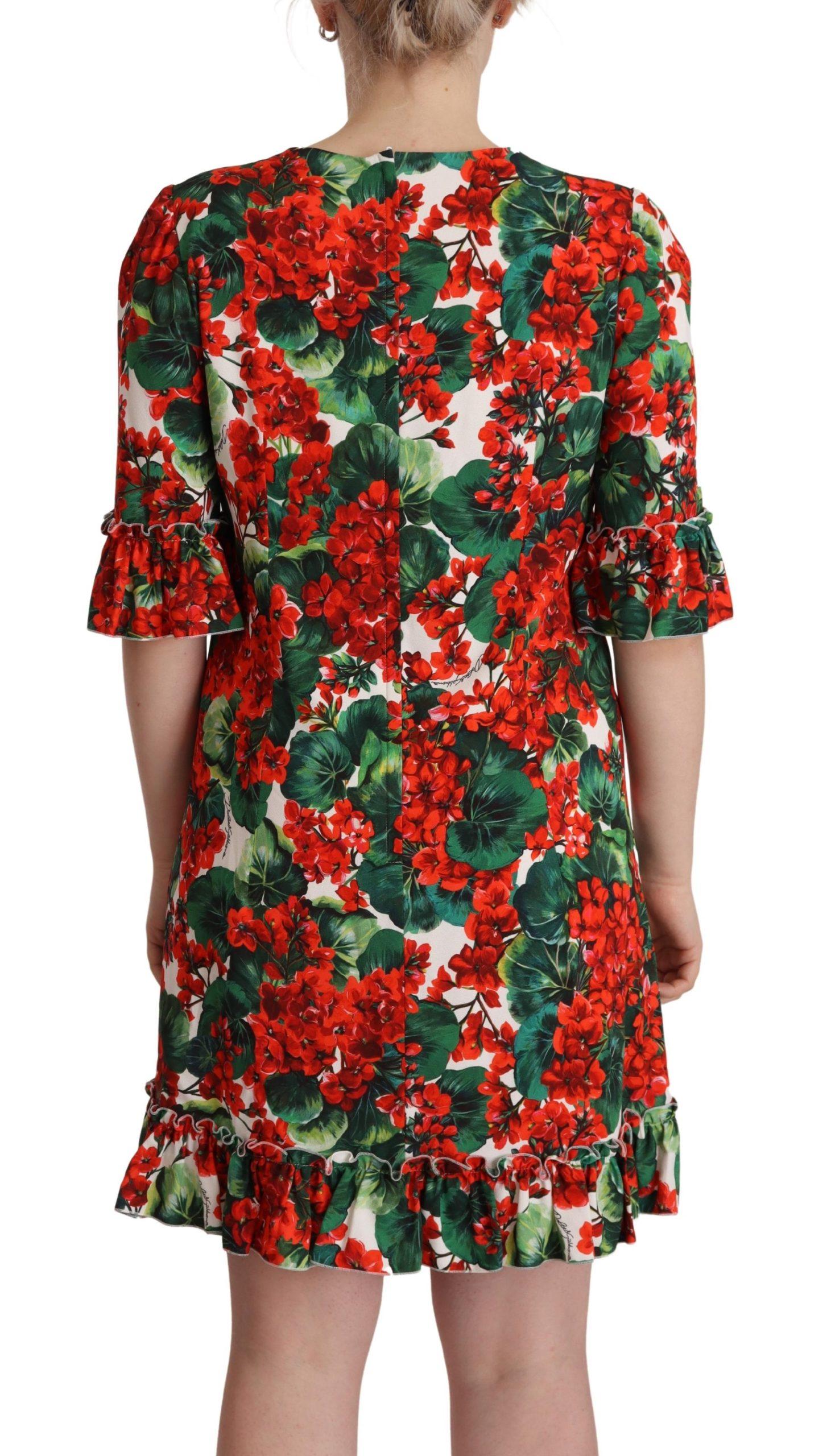 Dolce & Gabbana  Geranium Print Silk Dress