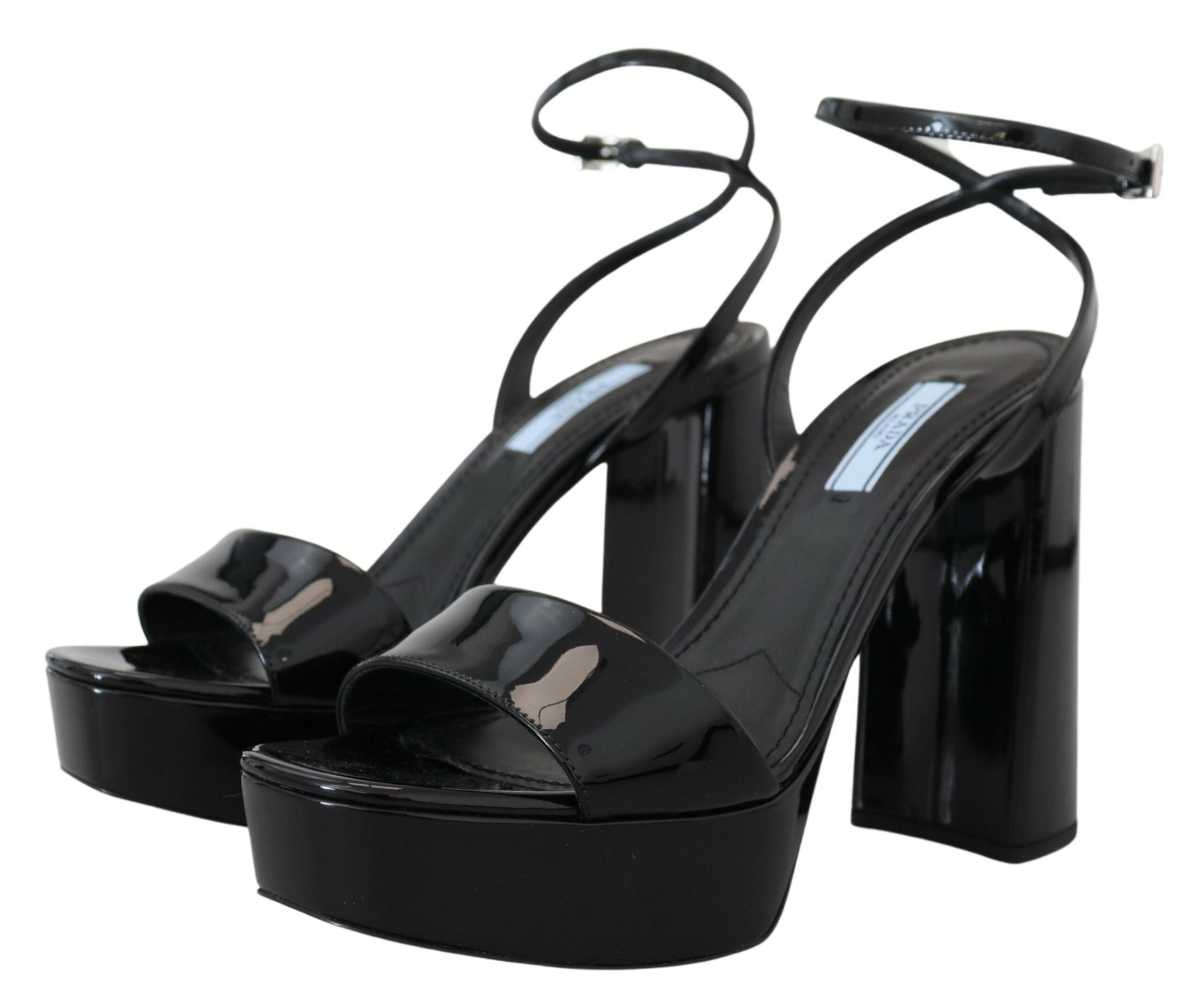 Prada Patent Leather Block Heel Sandals14