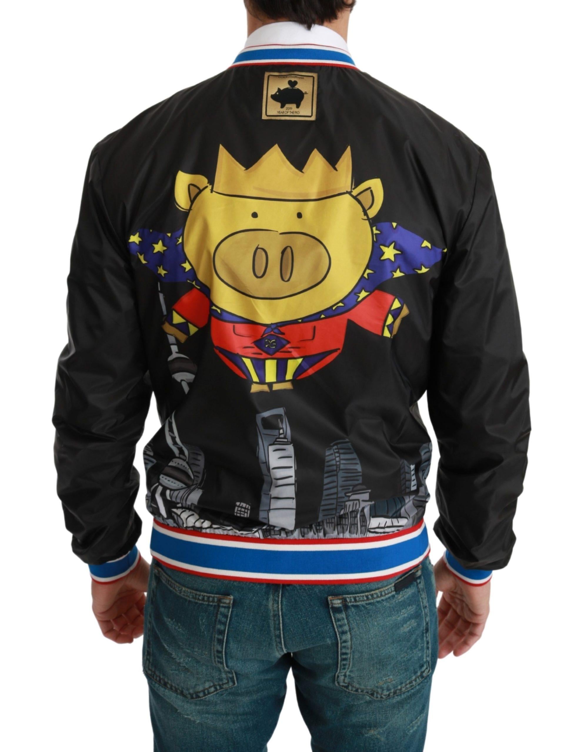 Dolce & Gabbana  Men's Pig Super Hero Bomber Jacket Black