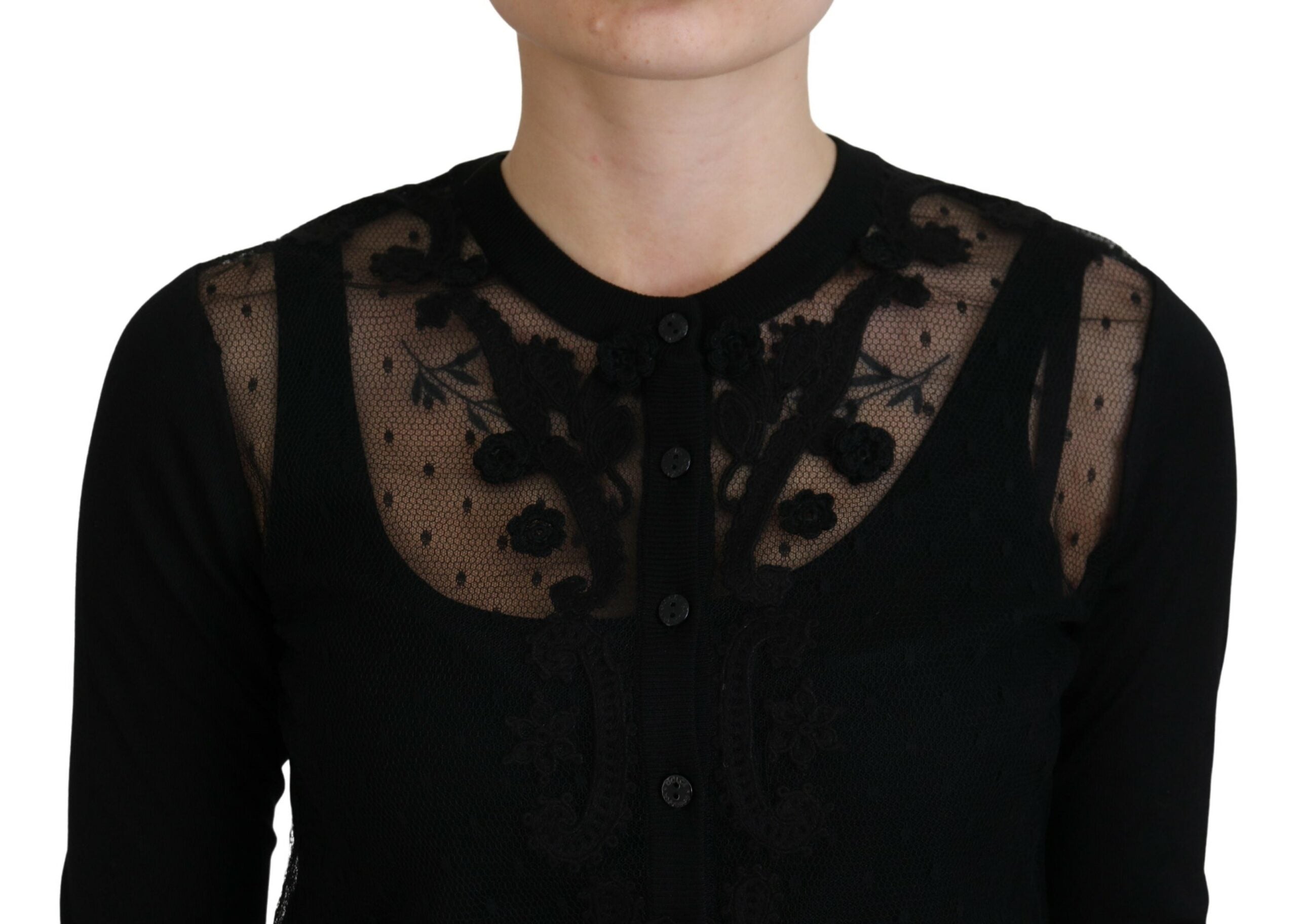 Dolce & Gabbana  Women's Black Lace Trim Cardigan