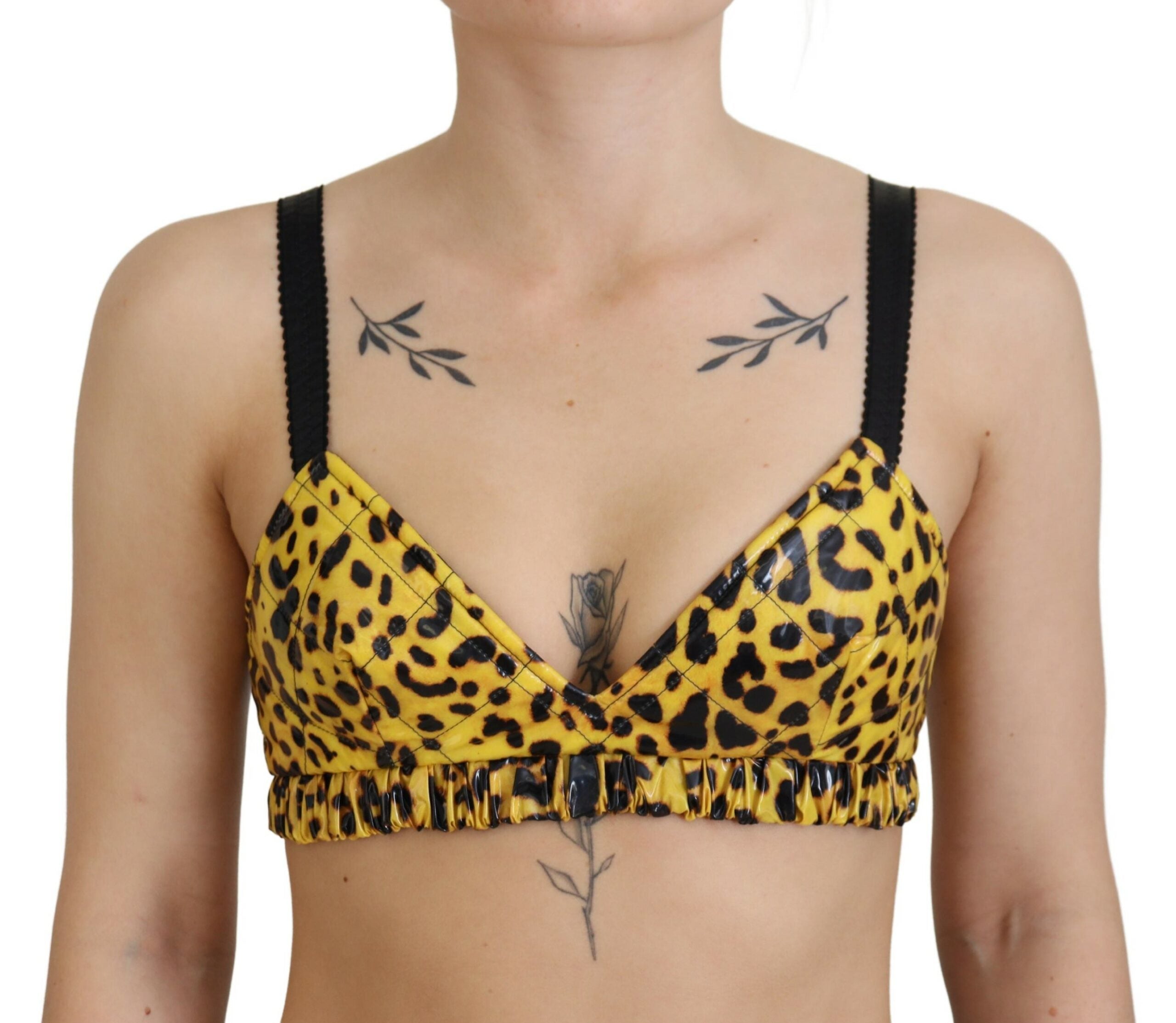 Dolce & Gabbana  Women's Leopard Print Triangle Bra - Yellow