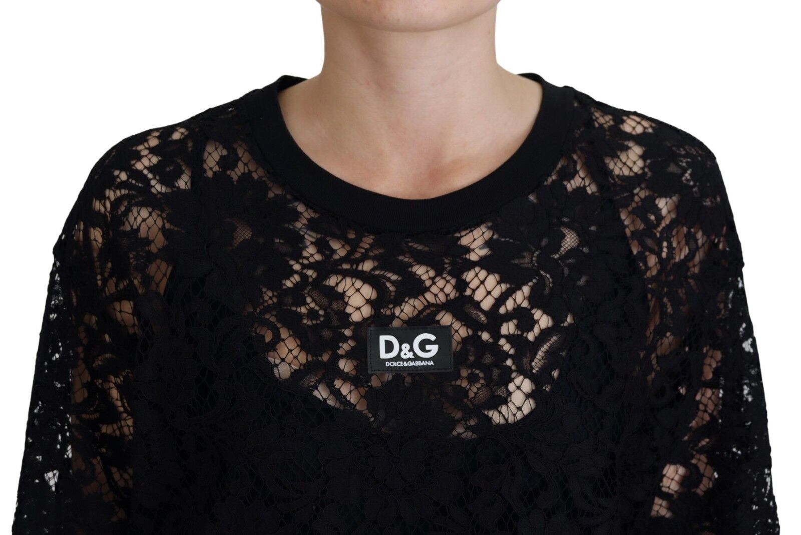 Dolce & Gabbana  Black Lace T-Shirt Dress