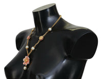 Dolce & Gabbana  Gold-Tone Enamel Flower Necklace with Faux Pearls8