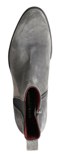 Dolce & Gabbana Exclusive Grey Leather Chelsea Boots16