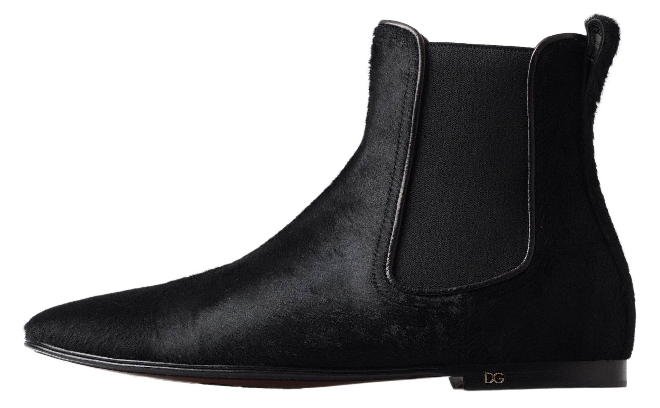 Dolce & Gabbana  Women's Black Hair-on Calf Leather Chelsea Boots