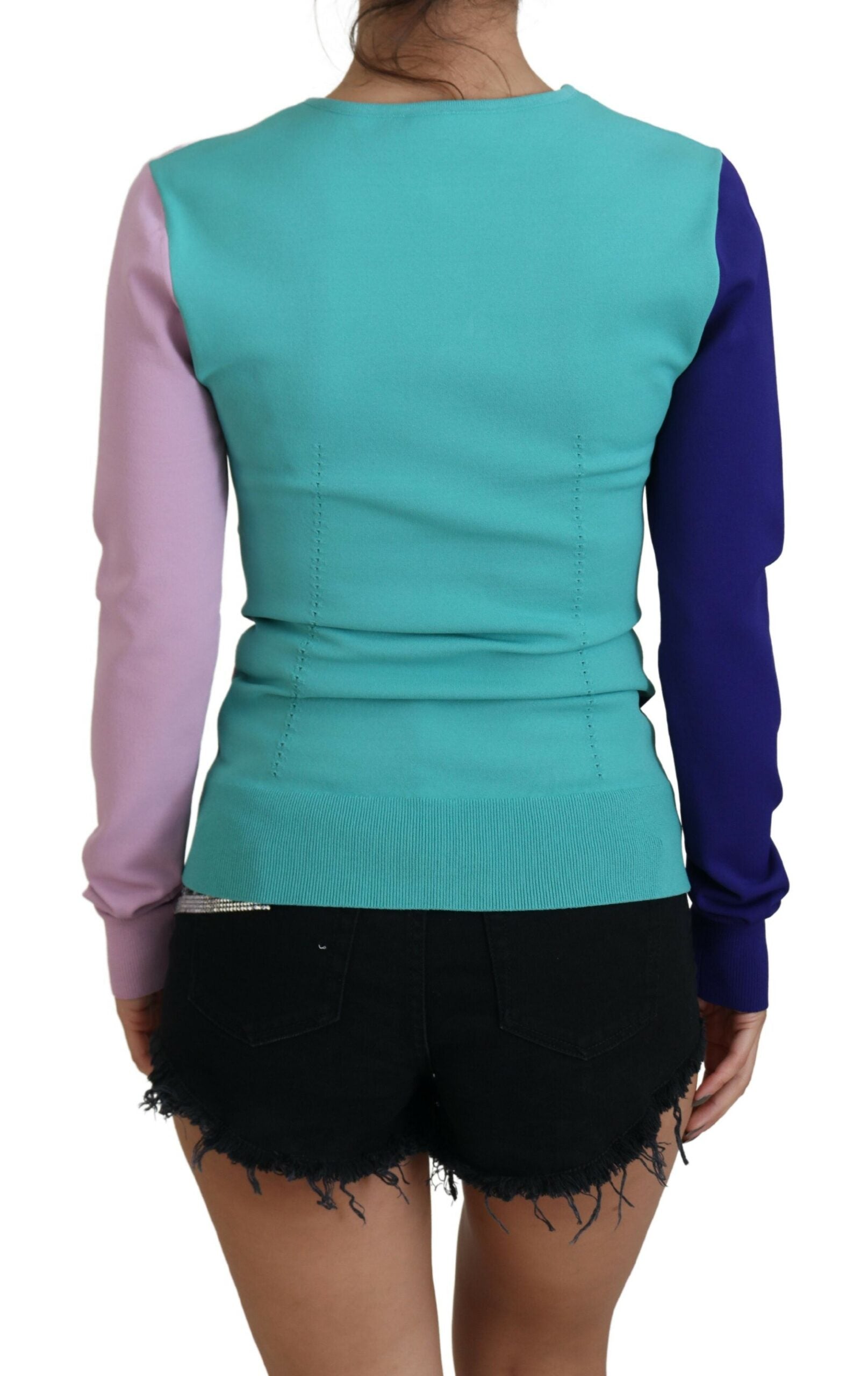 Dolce & Gabbana  Women's V-Neck Color Block Sweater in Purple