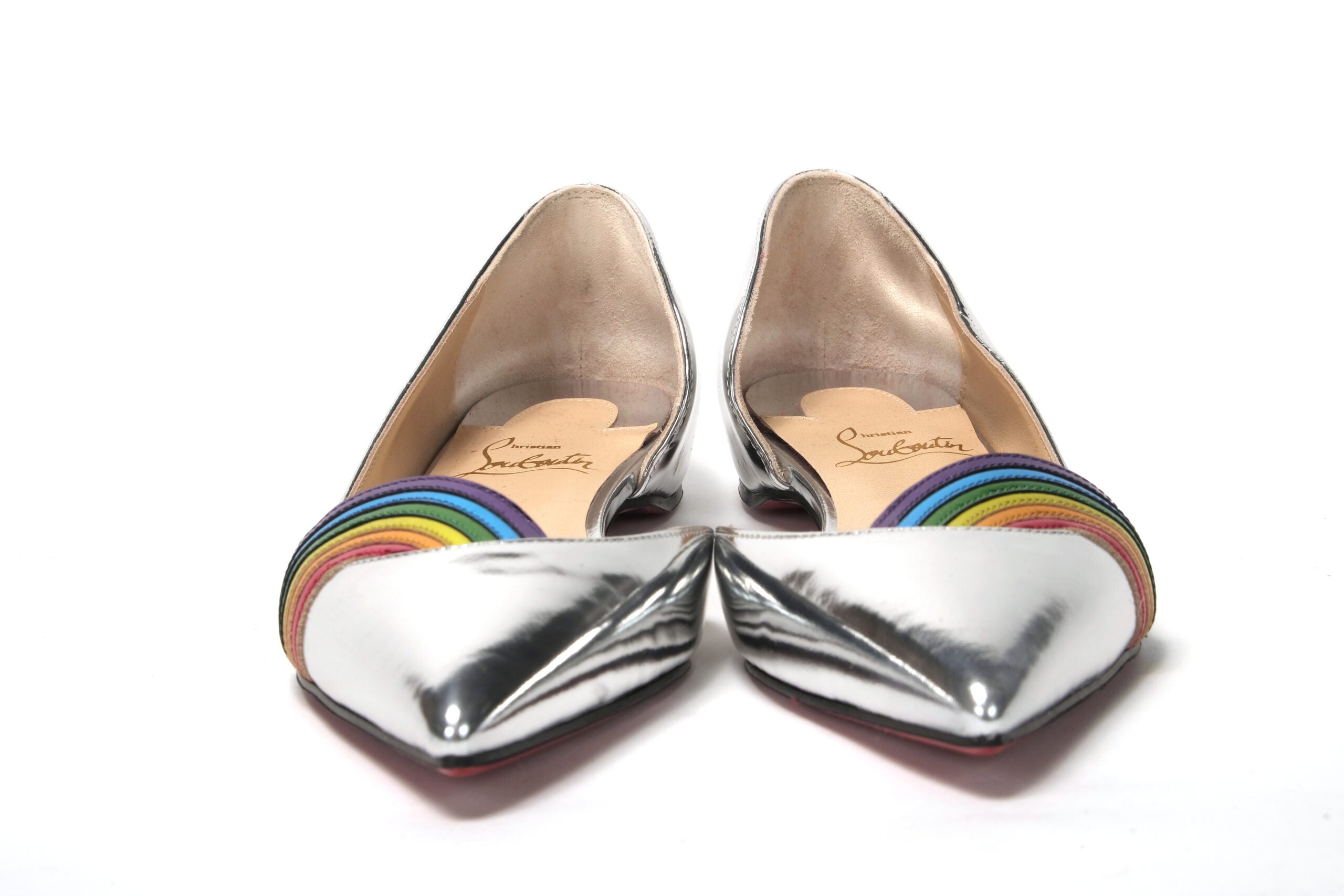 Christian Louboutin  Iriza Flat Silver Rainbow Stripe