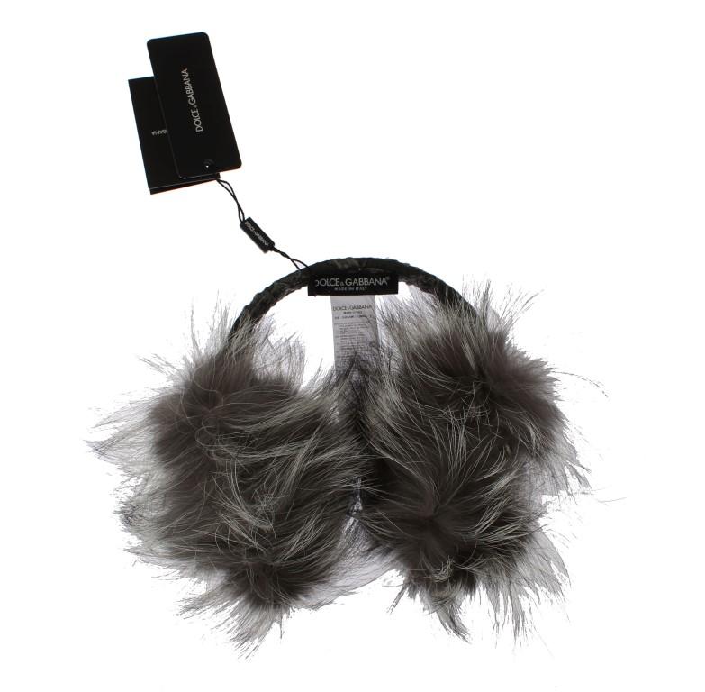 Dolce & Gabbana Fox Fur Crystal Ear Muffs