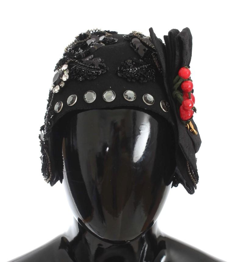 Dolce & Gabbana  Wool Felt Hat with Sequins & Floral Embellishment