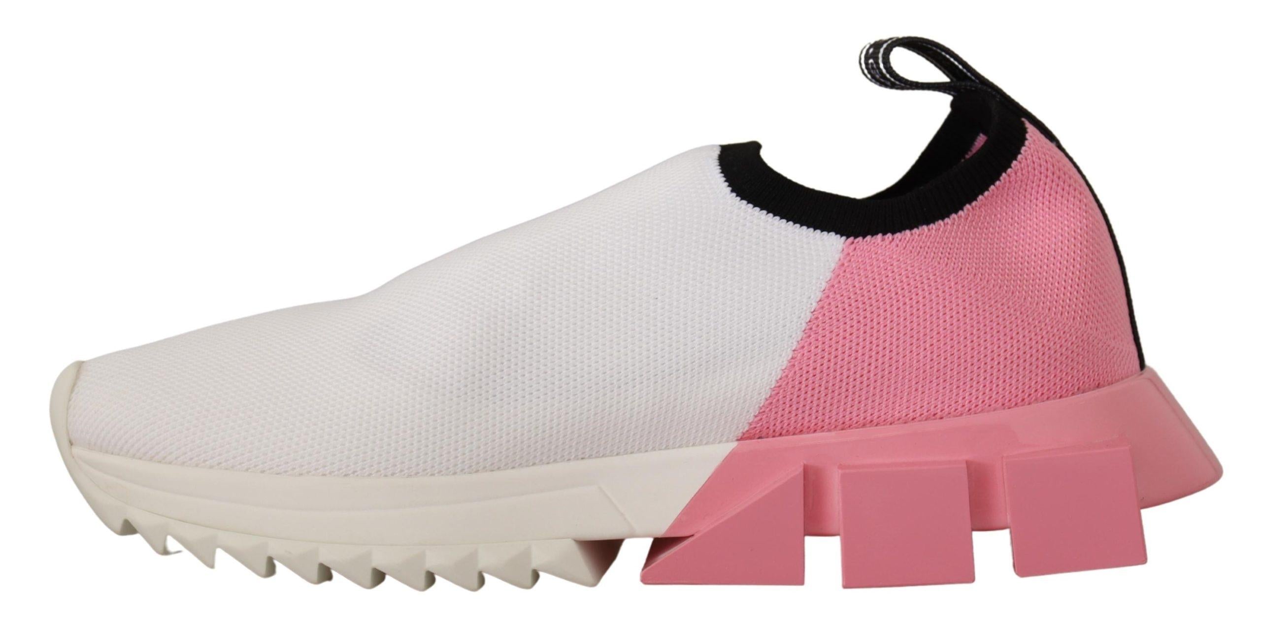 Dolce & Gabbana  Portofino WhitePink Knit Sneakers