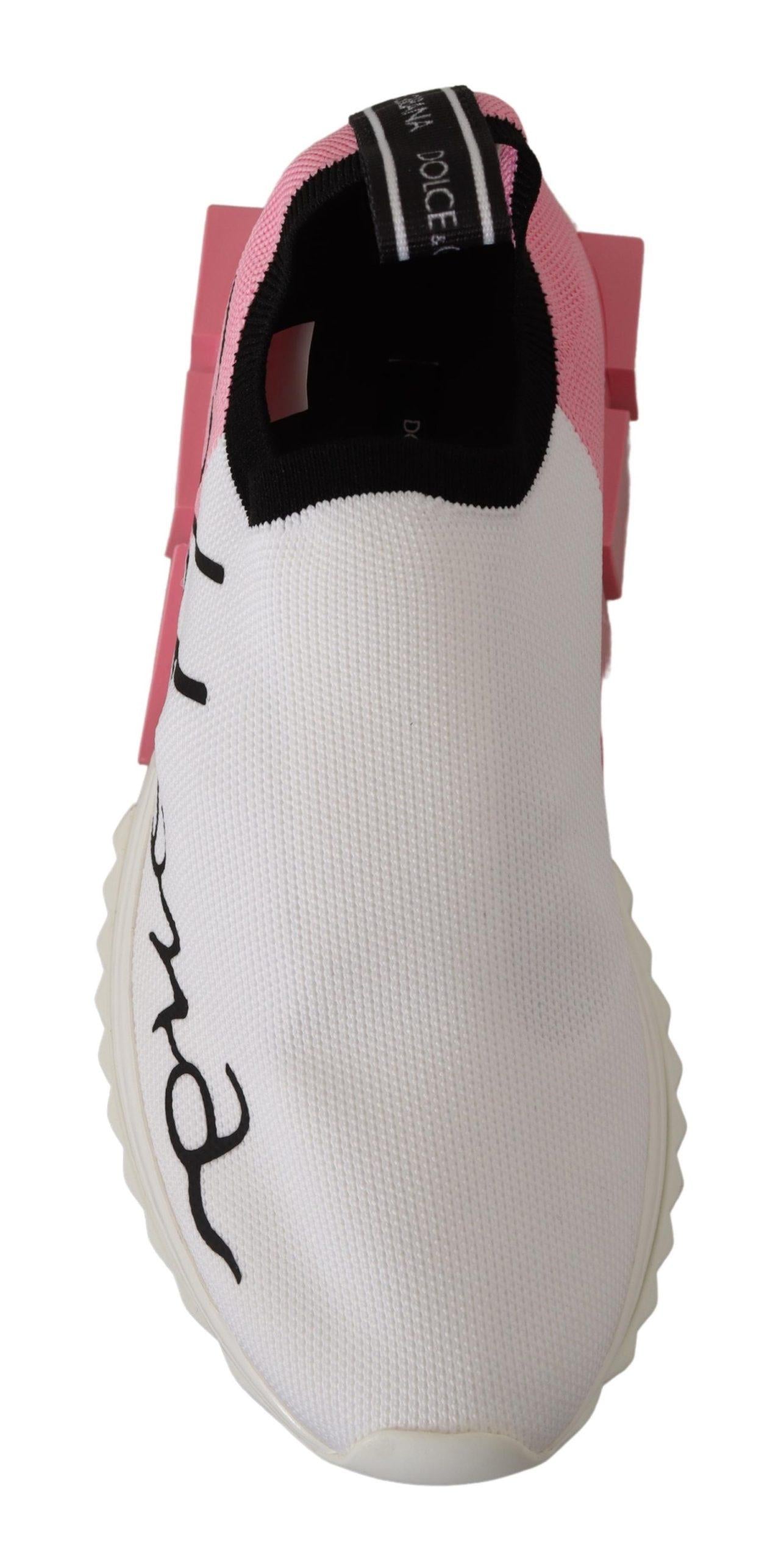 Dolce & Gabbana  Portofino WhitePink Knit Sneakers