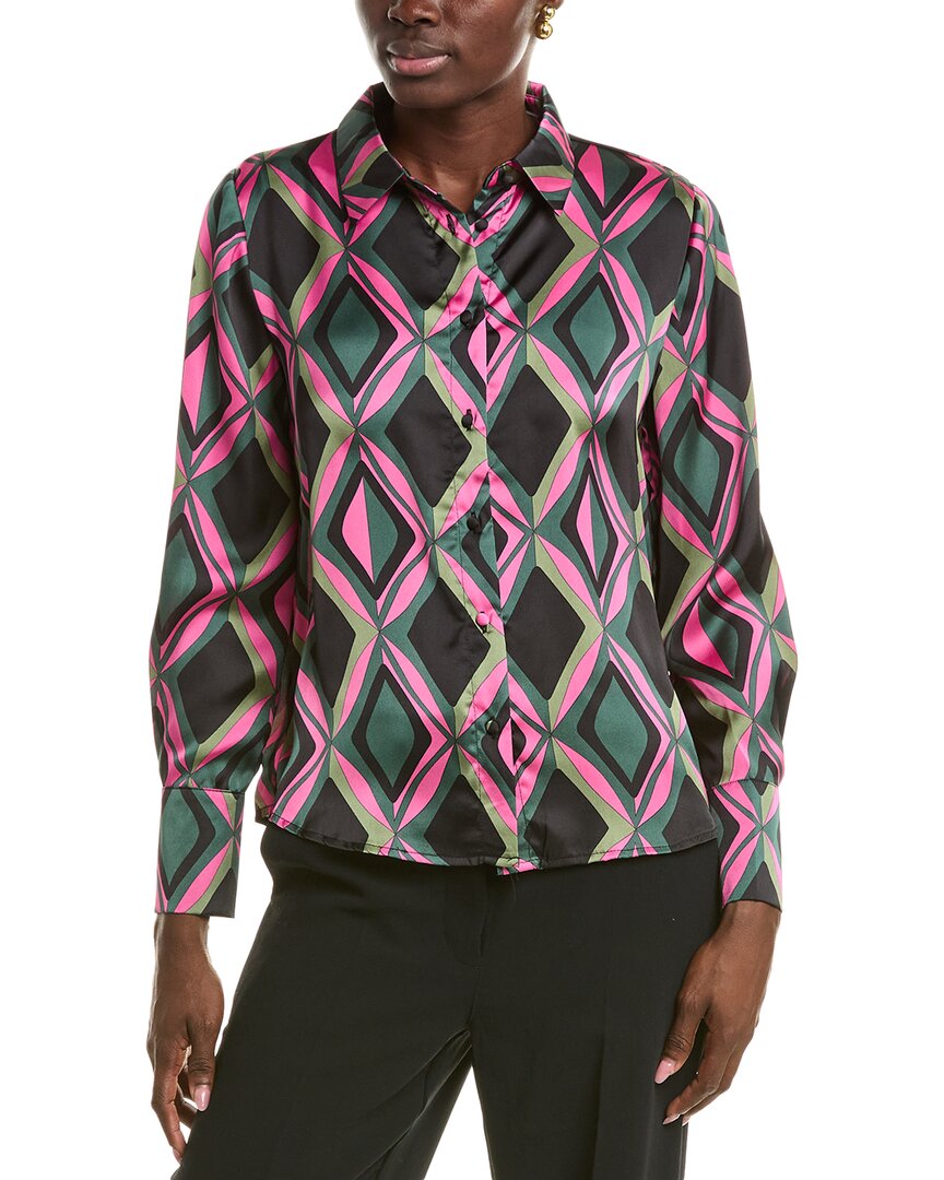 T Tahari Collared Satin Shirt